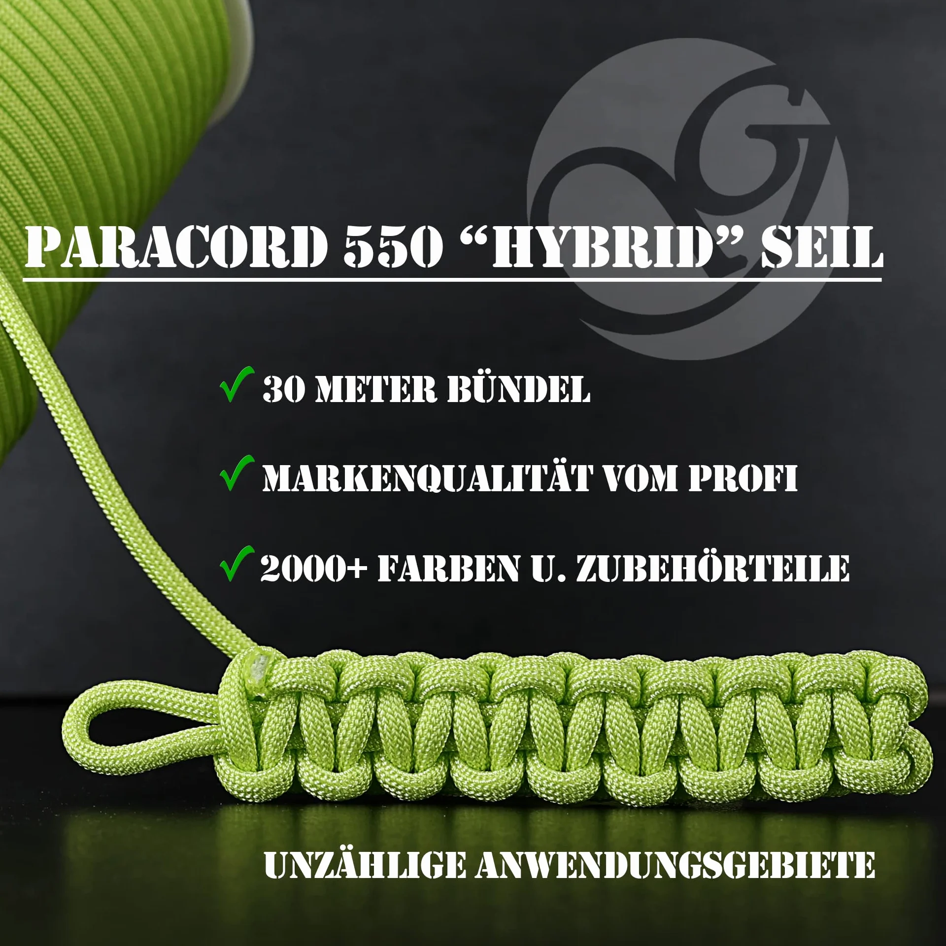 Ganzoo Paracord 550 linka 4 mm typ 3, biały marshmallow, hybrydowa konstrukcja nylon/poliester, 30 m, do wyplatania biżuterii, smyczy, akcesoriów psa, a także do campingu i bushcraft