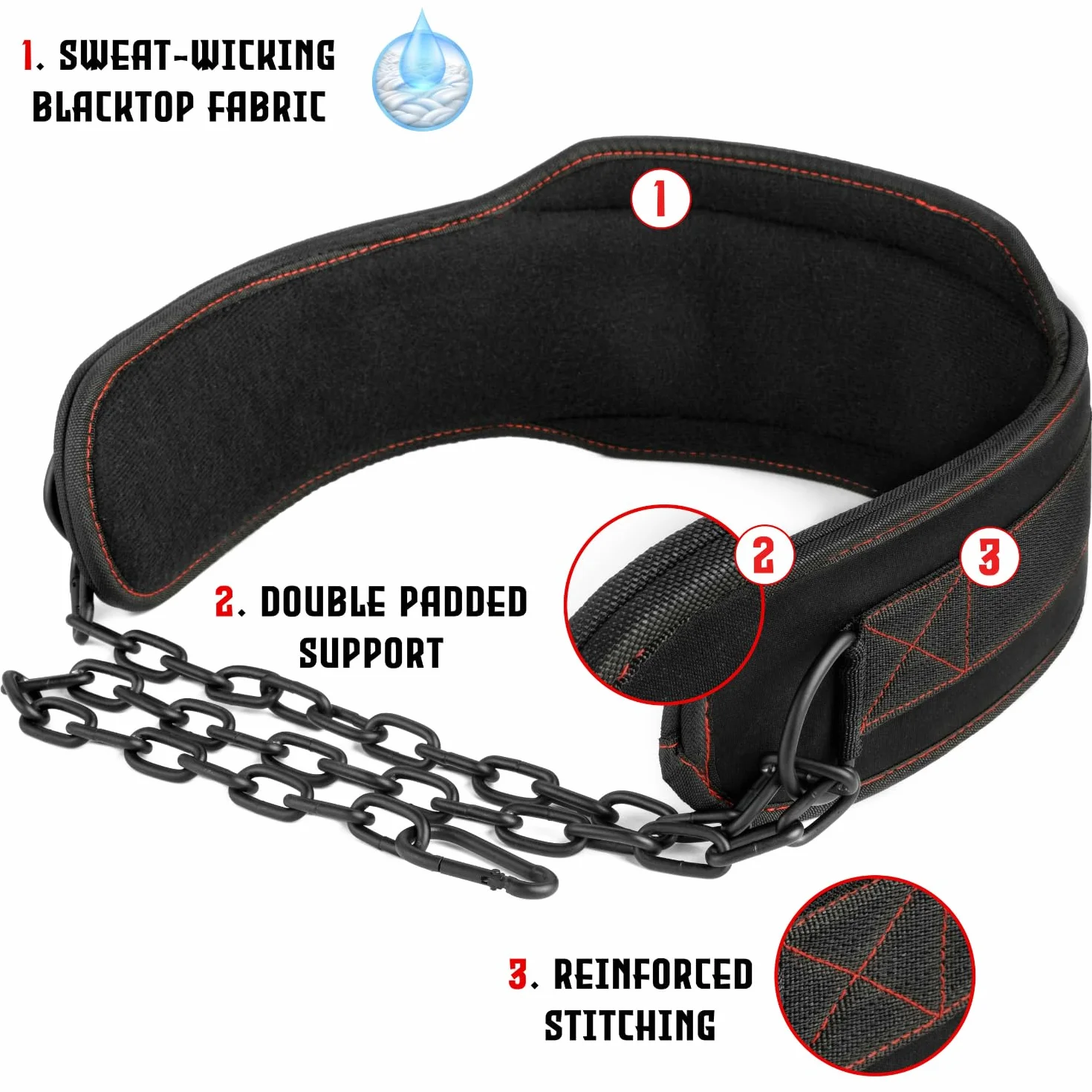 EVO Fitness Dip Belt Heavy Duty 36-calowy regulowany łańcuchowy pas do podnoszenia ciężarów 6,2-calowy pas do podnoszenia ciężarów z podparciem pleców