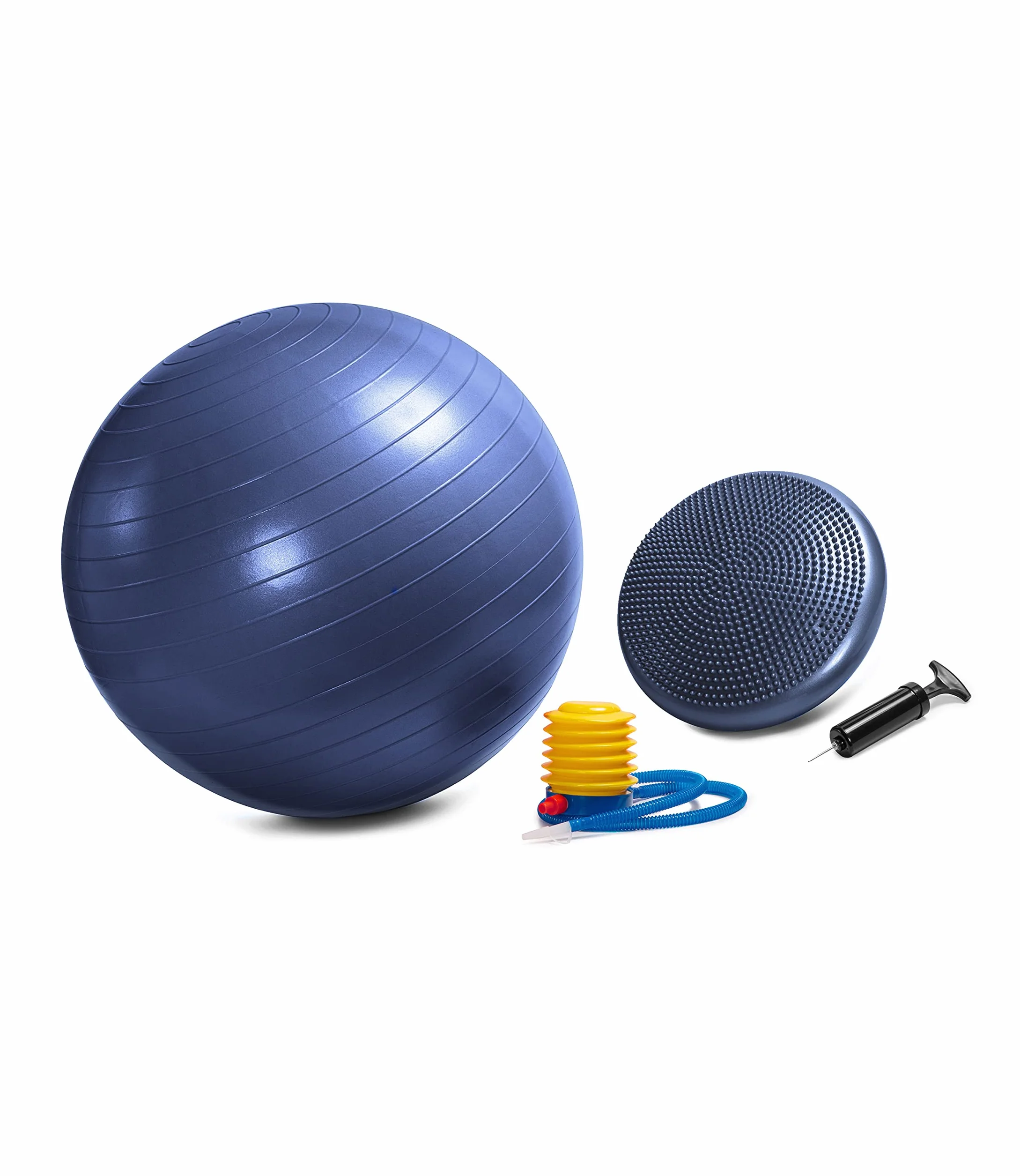 Piłka do Ćwiczeń (65cm) i Poduszka Równoważna (33cm) Firmy C4B, Z Pompką Ręczną, Poduszka Sensomotoryczna z Wgłębieniami, Piłka Fitness, Trening Mięśni Pleców, Joga, etc., Wzmocnienie Pleców
