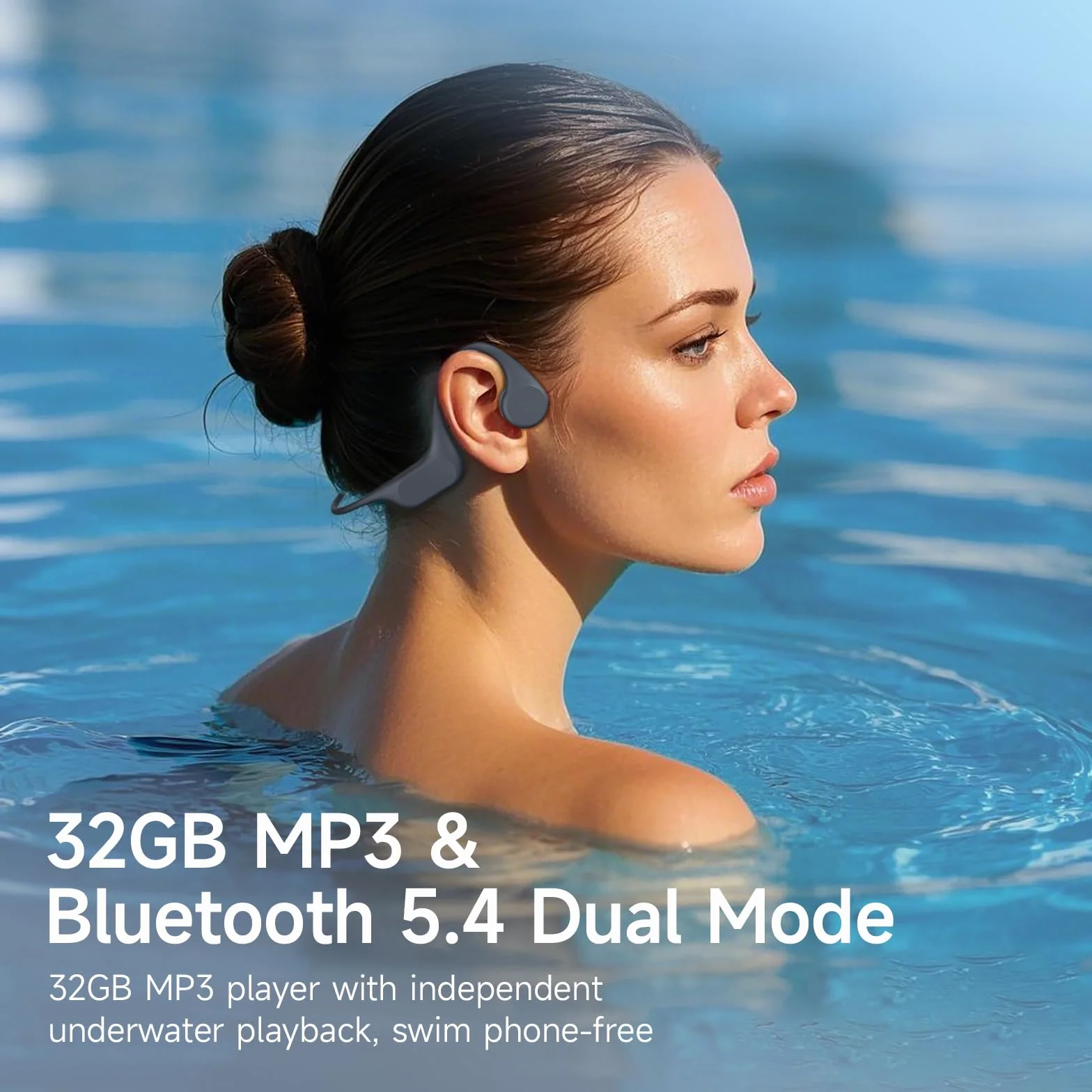 LOBKIN Słuchawki Pływackie Bluetooth 5.4, Wodoodporne Słuchawki IP68 i Odtwarzaczem MP3 o Pojemności 32 GB, Bezprzewodowe Słuchawki z Przewodnictwem Kostnym do Pływania, Jazdy na Rowerze i Biegania