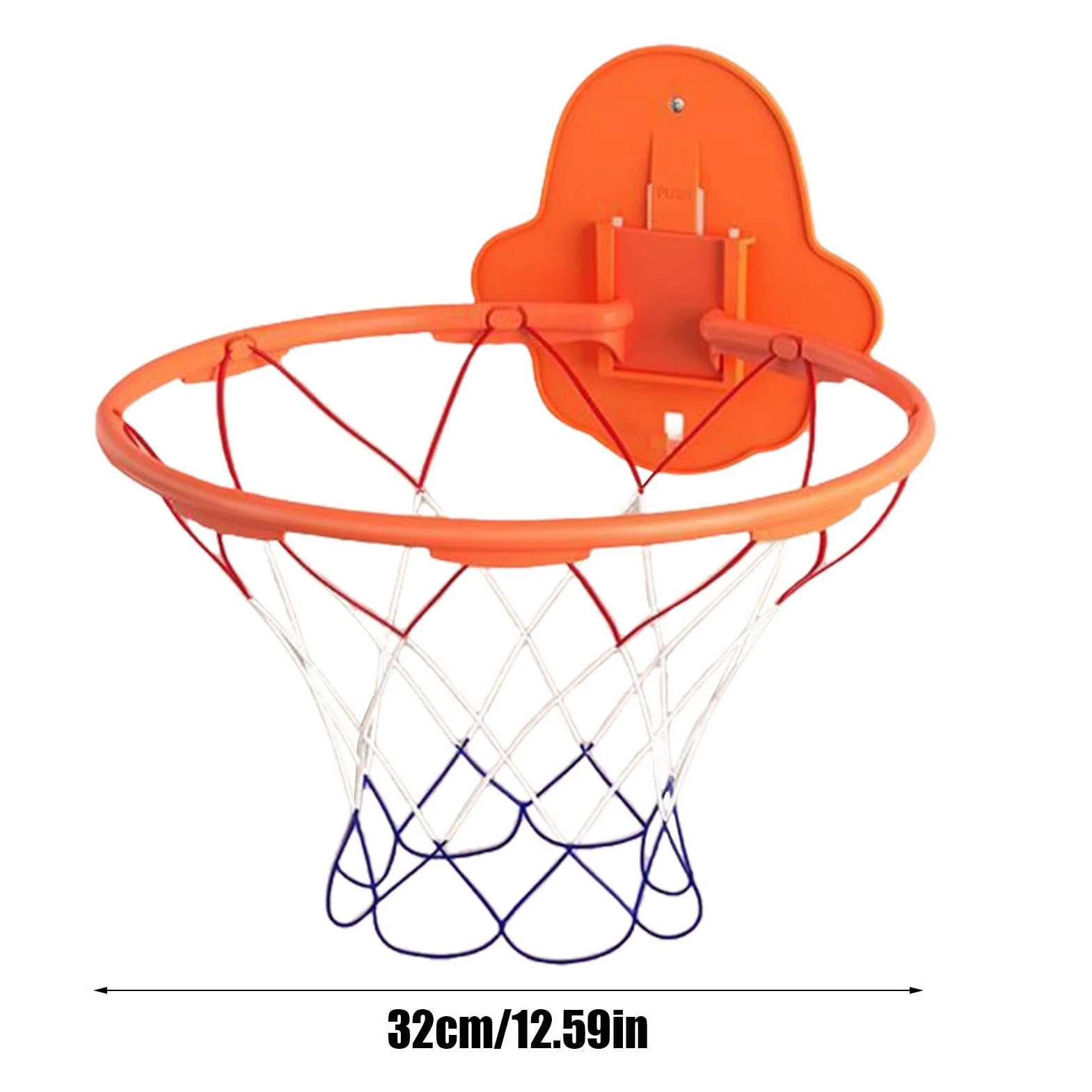 Silent Basketball Hoop, Foldable Wall-Mounted Hoop with Sticky Backing, 32cm/12.6 Inches Dribbling Training Toy for Indoor Outdoor Use, Adults, Kids 3/5/7 Balls Abs + Metal