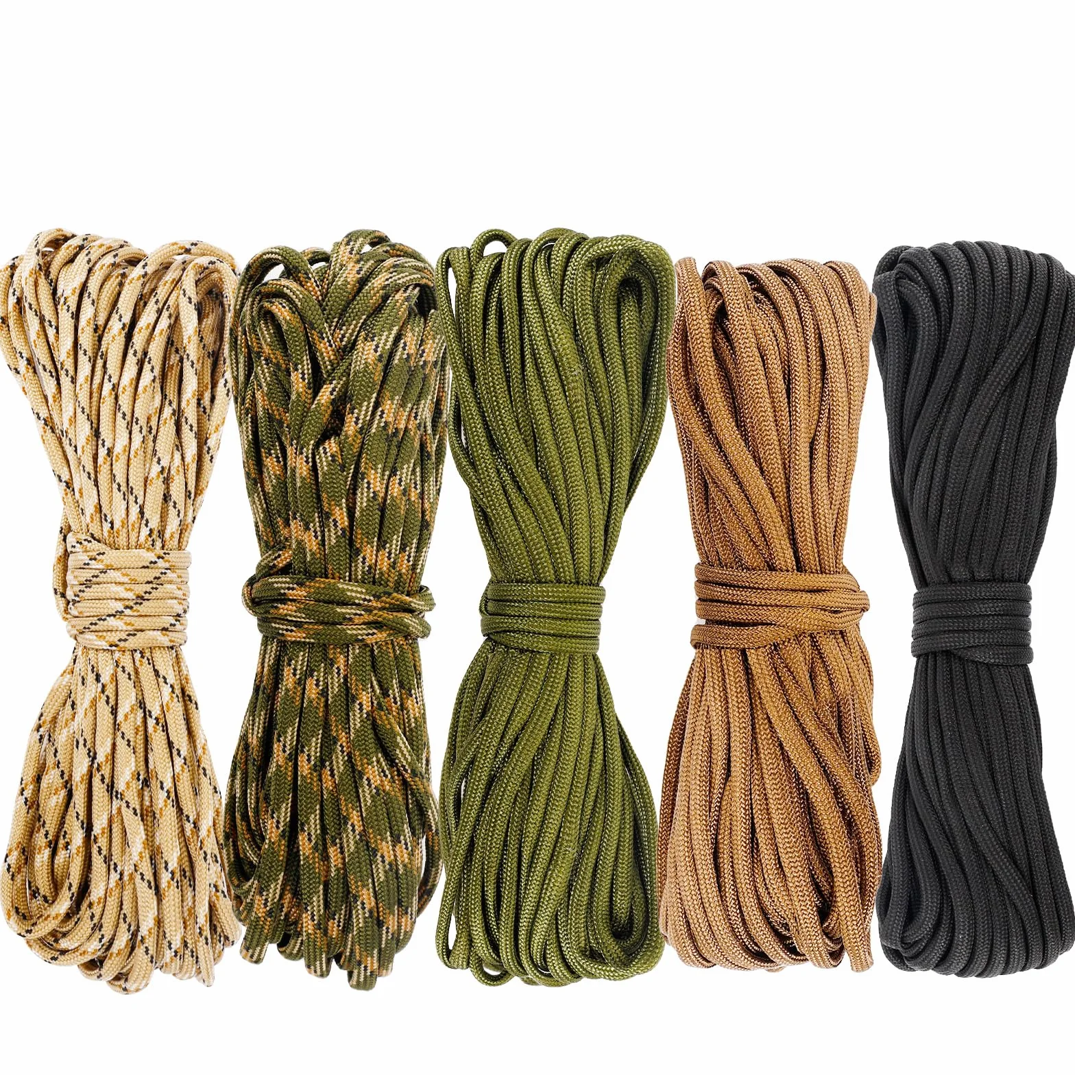 Linka spadochronowa Paracord nylonowa 4 mm 7 żył 5 kolorów 10 m 5 sztuk
