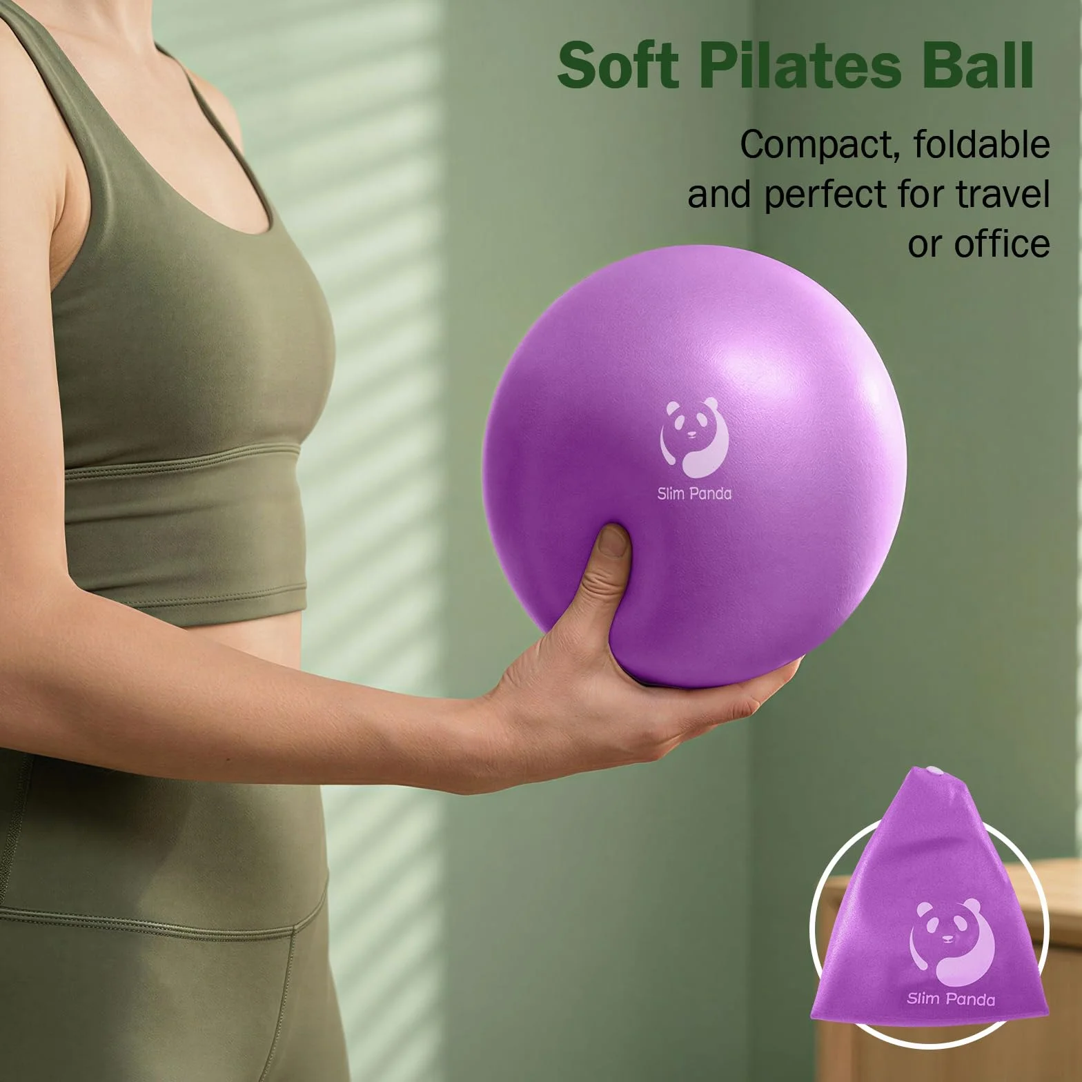 Slim Panda Mini piłka do pilatesu， Piłka do ćwiczeń mała, 23 cm, do pilatesu, z nadmuchiwaną słomką, miękka piłka do jogi, do terapii seniorów, domu, fitnessu, treningu równowagi