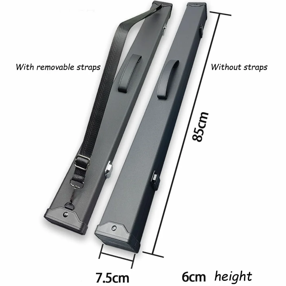 1×1 Twarde pudełko na kije bilardowe, ​​1/2 kija bilardowego Twarde pudełko Etui na kij do snookera Miękka wyściółka z pianki Pojemnik do przenoszenia Uchwyt na etui na kije bilardowe, 1 sztuka, 85 cm