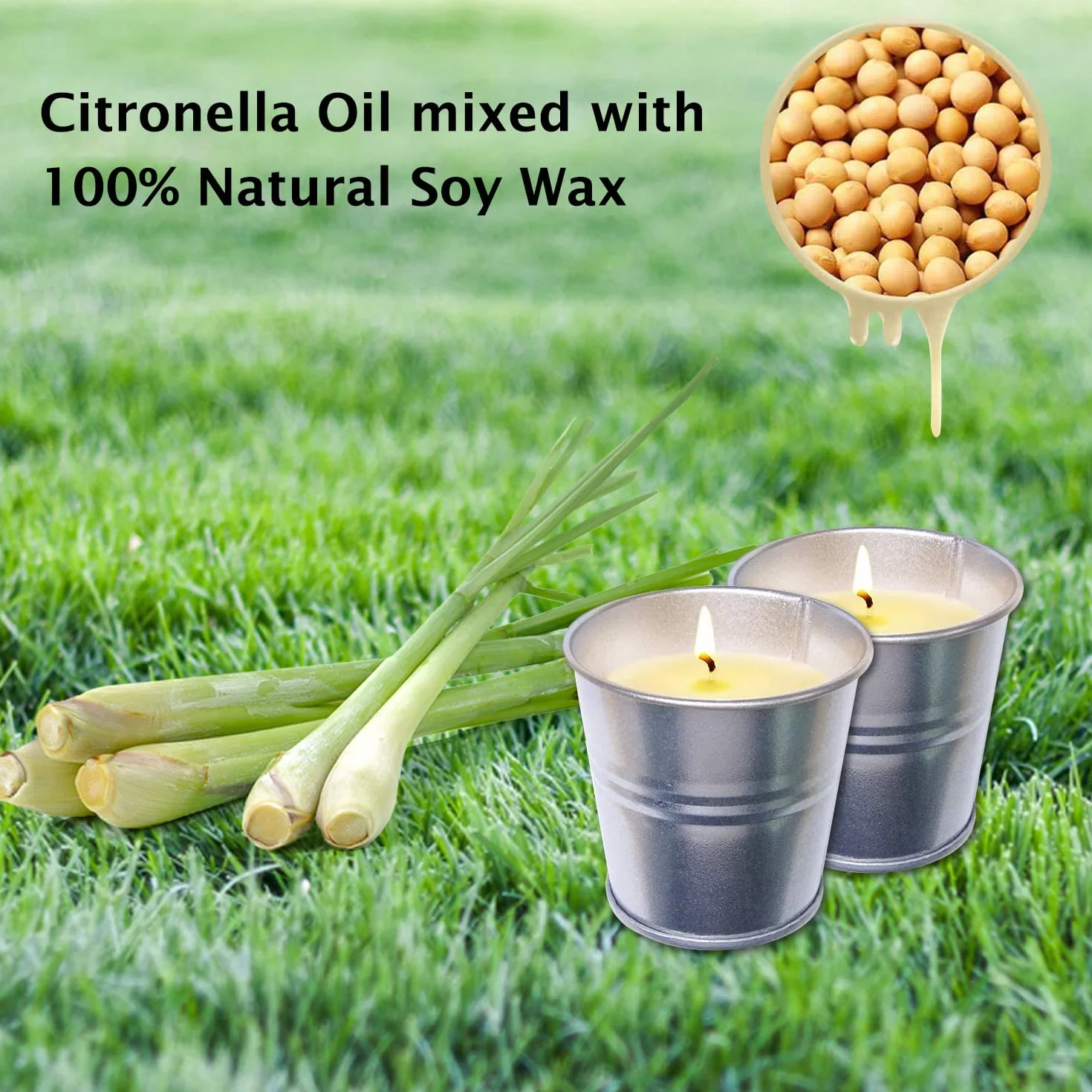 Citronella Candle Outdoor 8-pak świec Citronella, naturalny wosk sojowy o zapachu trawy cytrynowej, 70 ml, świece do ogrodu, na patio, piknik, kemping