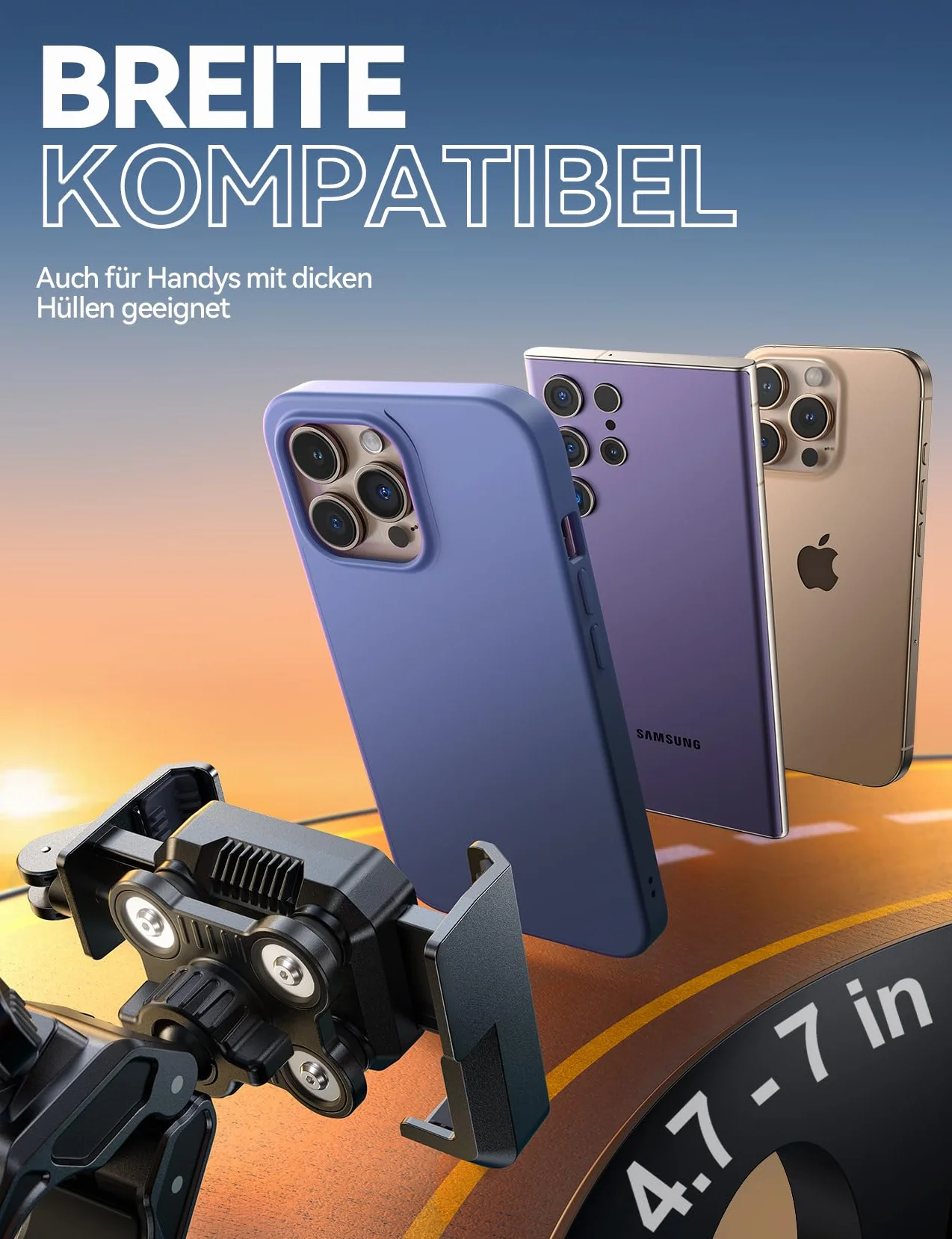 JOYROOM Uchwyt Telefon Rowerowy i Motocyklowy 4-Punktowy System Antywibracyjny Antywibracyjny Uchwyt Motocyklowy dla iPhone 16 Samsung S24 4,7"-7"