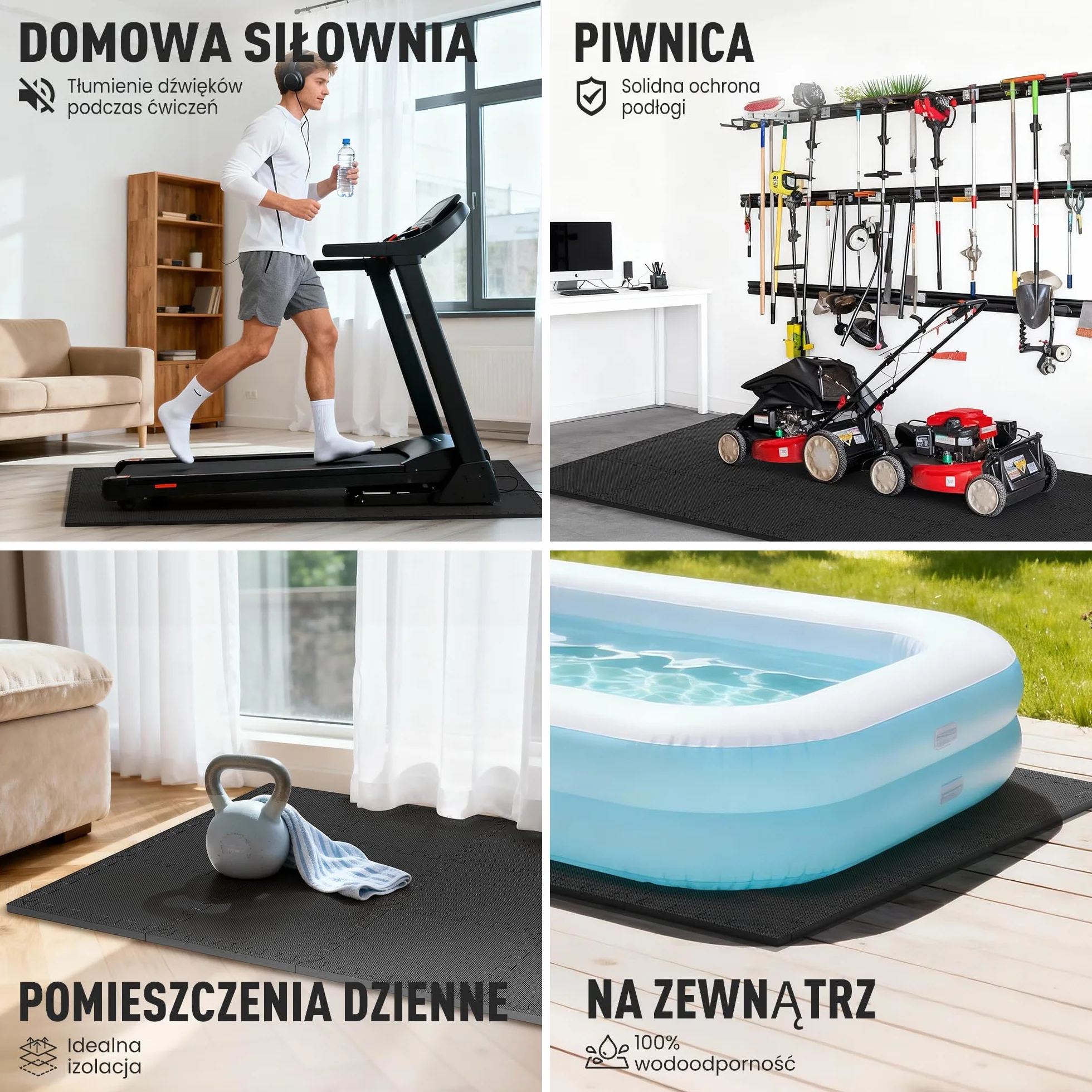 Ultrasport Mata Podłogowa Puzzle, Grube Piankowe Maty na Siłownię Domową, do Garażu, Szklarni i jako Podłoga Gumowa, Mata Ochronna na Siłownię, 18 Sztuk