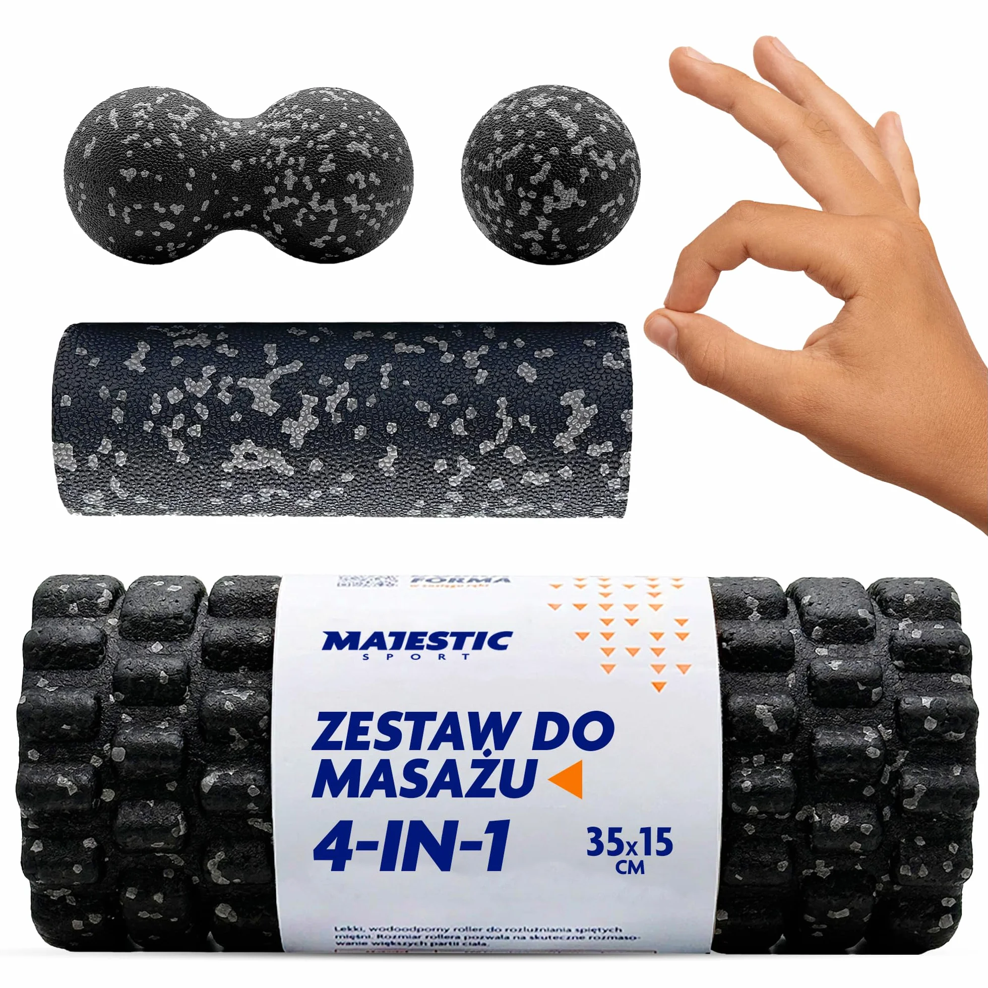 Tenso Duro, rolki do masażu powięzi z teksturą 3D, 4-częściowy zestaw do samodzielnego massażu