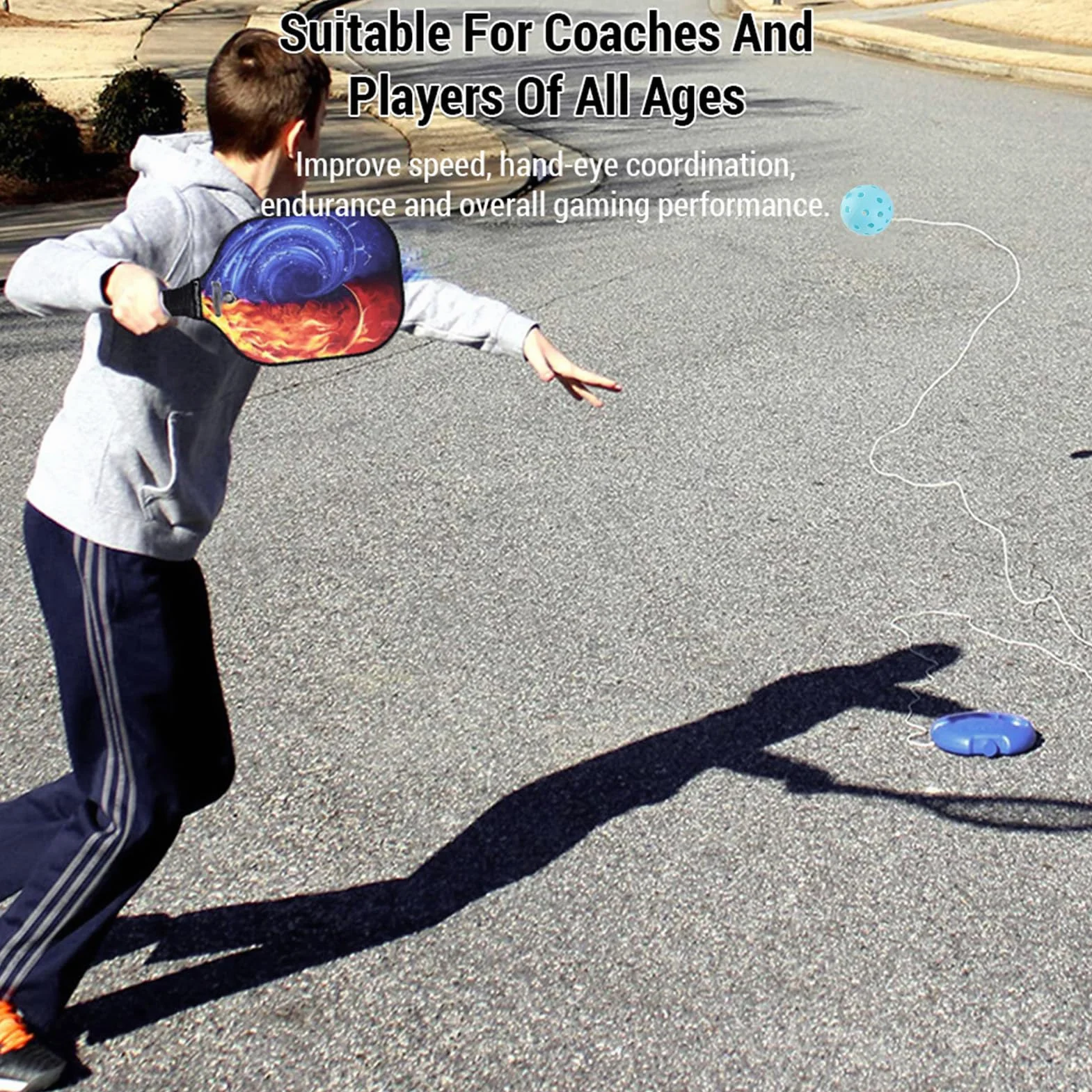 Dopasuj Buddy Pickleball Trainer Single Player Ball Launcher Red Portable Pickleball Training Aid odpowiedni dla dorosłych i dzieci, idealny do ćwiczeń samodzielnie.