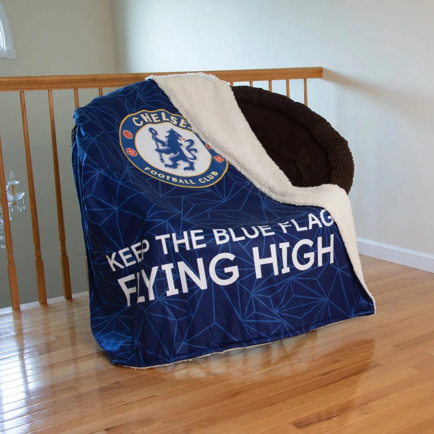 Chelsea FC EPL slogan Sherpa pluszowy koc