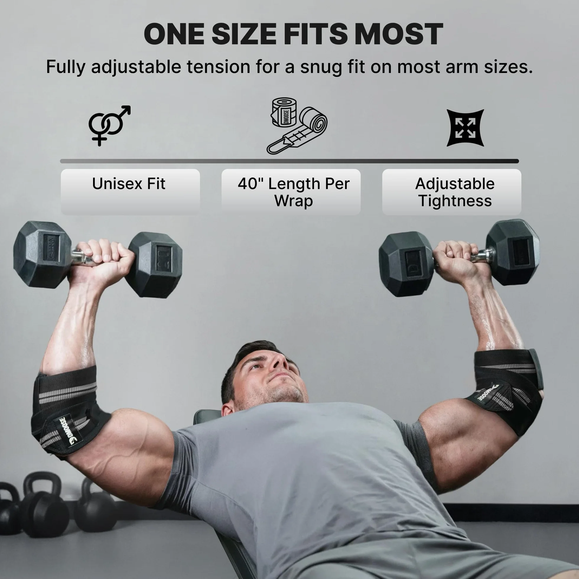 DMoose Fitness - Ochraniacze na łokcie do podnoszenia ciężarów (para), regulowany bandaż do wspierania stawów, łagodzenia bólu – ochraniacze na łokcie do treningu w studiu fitness