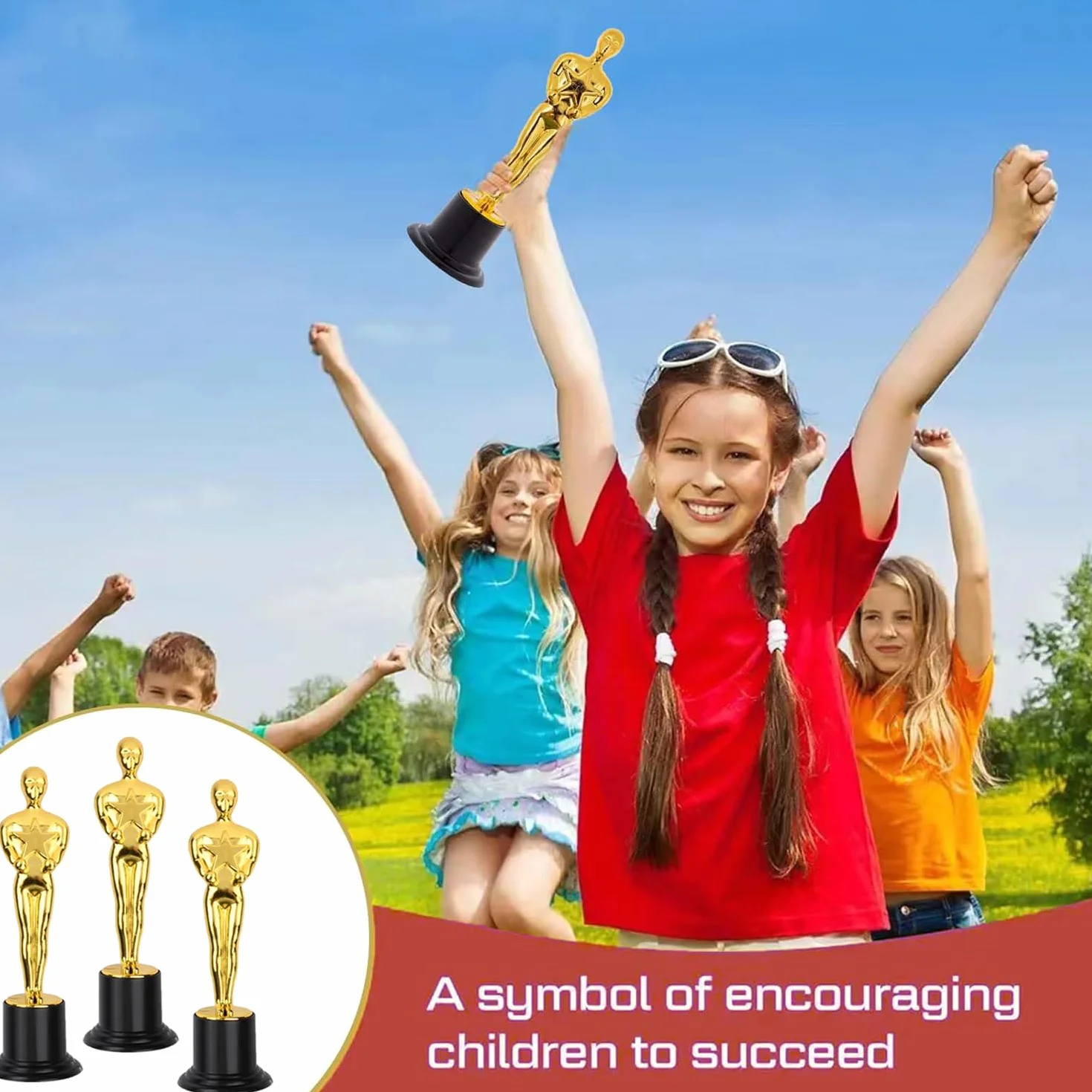 12 Złotych Trofeów Statuetki, Kawałki Trofeów Dla Dzieci, Mini Plastikowe Złoto Trofea, Plastikowe Trofea Piłka Nożna Dla Dzieci Sport, Piłka Nożna, Uroczystości, Imprezy, Nagrody Szkolne