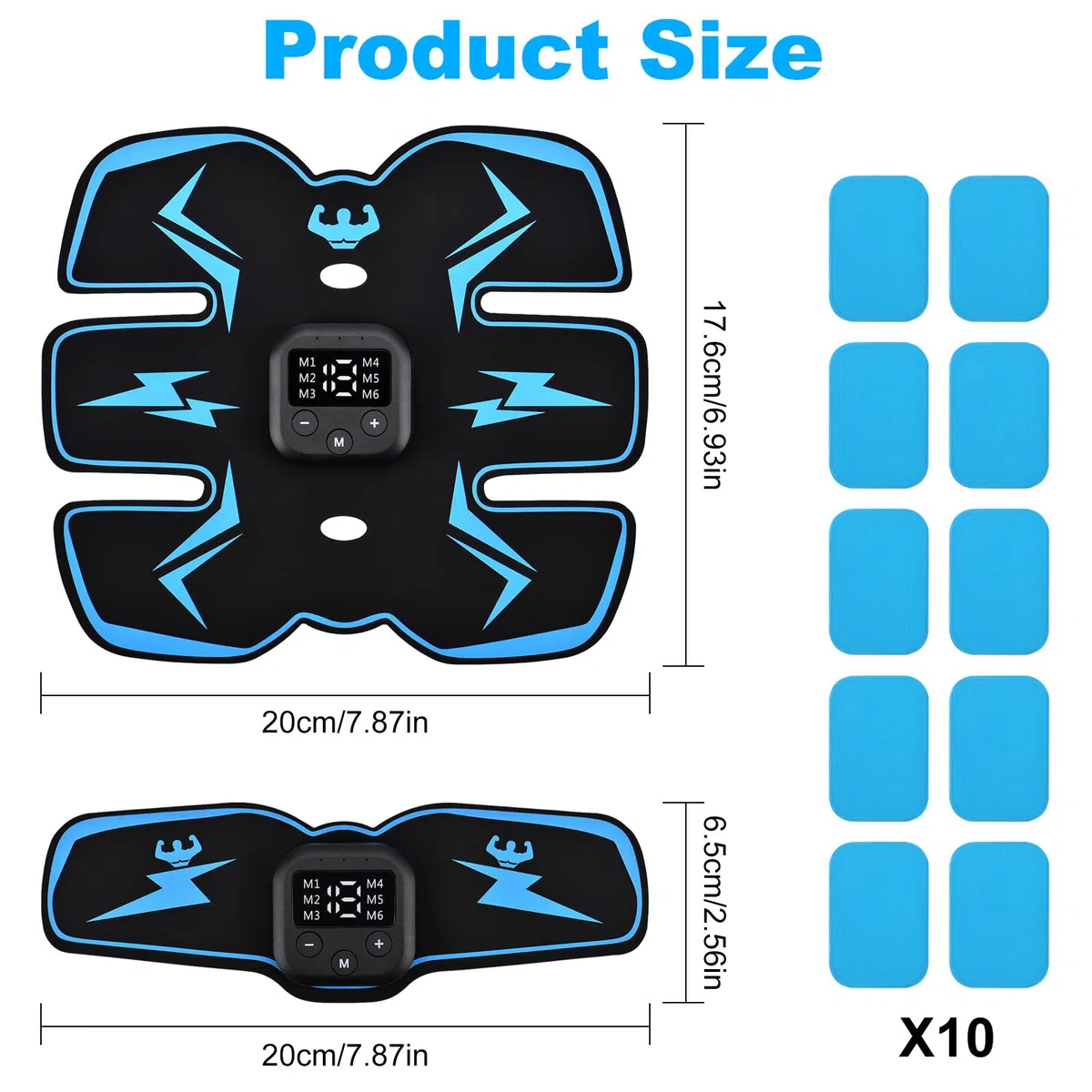 EMS Sprzęt do ćwiczeń mięśni brzucha Trainer, elektryczny elektrostymulator mięśni 6 tryby, 19 Intensity USB akumulator mięśni, trener brzucha Pełne ciało/ramię/Po Trainer