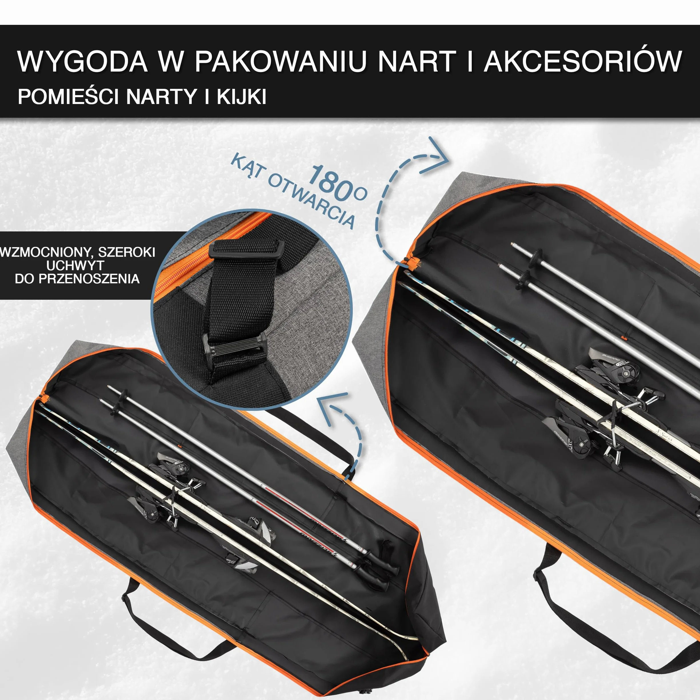 Torba na narty Gremex wodoodporna lekka pokrowiec na 1 parę nart alpejskich