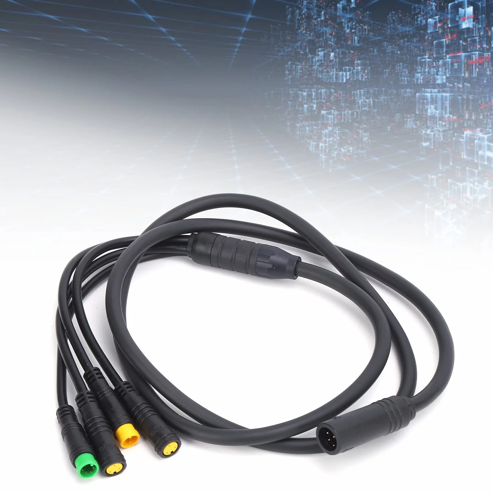 Kabel Rowerowy 1T4 dla BBS01/BBS02, Wodoodporny Przew¨®d z Nylonu, 103 cm, Kompatybilny z Wy?wietlaczem, Manetk? Gazu i D?wigni? Hamulca do Silnika Centralnego
