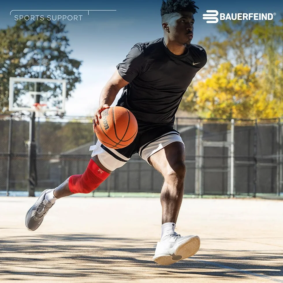 BAUERFEIND Opaska na kolano „Sports Compression Knee Support NBA“, 1 unisexowa opaska na kolano do sportów piłkarskich, opaska na kolano do koszykówki z logo zespołu