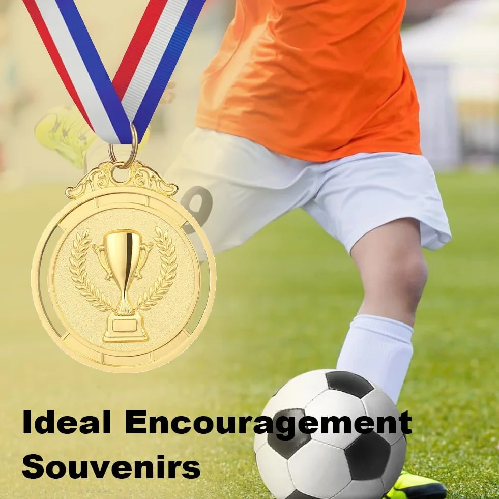 KARELLS Medal dla dzieci, medal zwycięzcy do szkoły, 5 sztuk medali piłki nożnej, medale trofeum, złote medale metalowe, medale urodziny dziecka na imprezę festiwal zawody sportowe zabawki nagrody