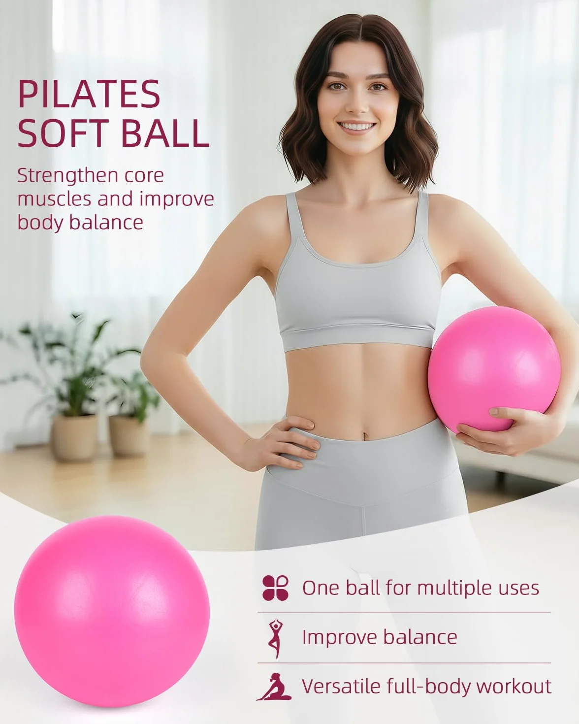 Abahub Zestaw do pilatesu z pierścieniem 35 cm, mini piłka 25 cm, paski do rozciągania, sprzęt do pilatesu domowego