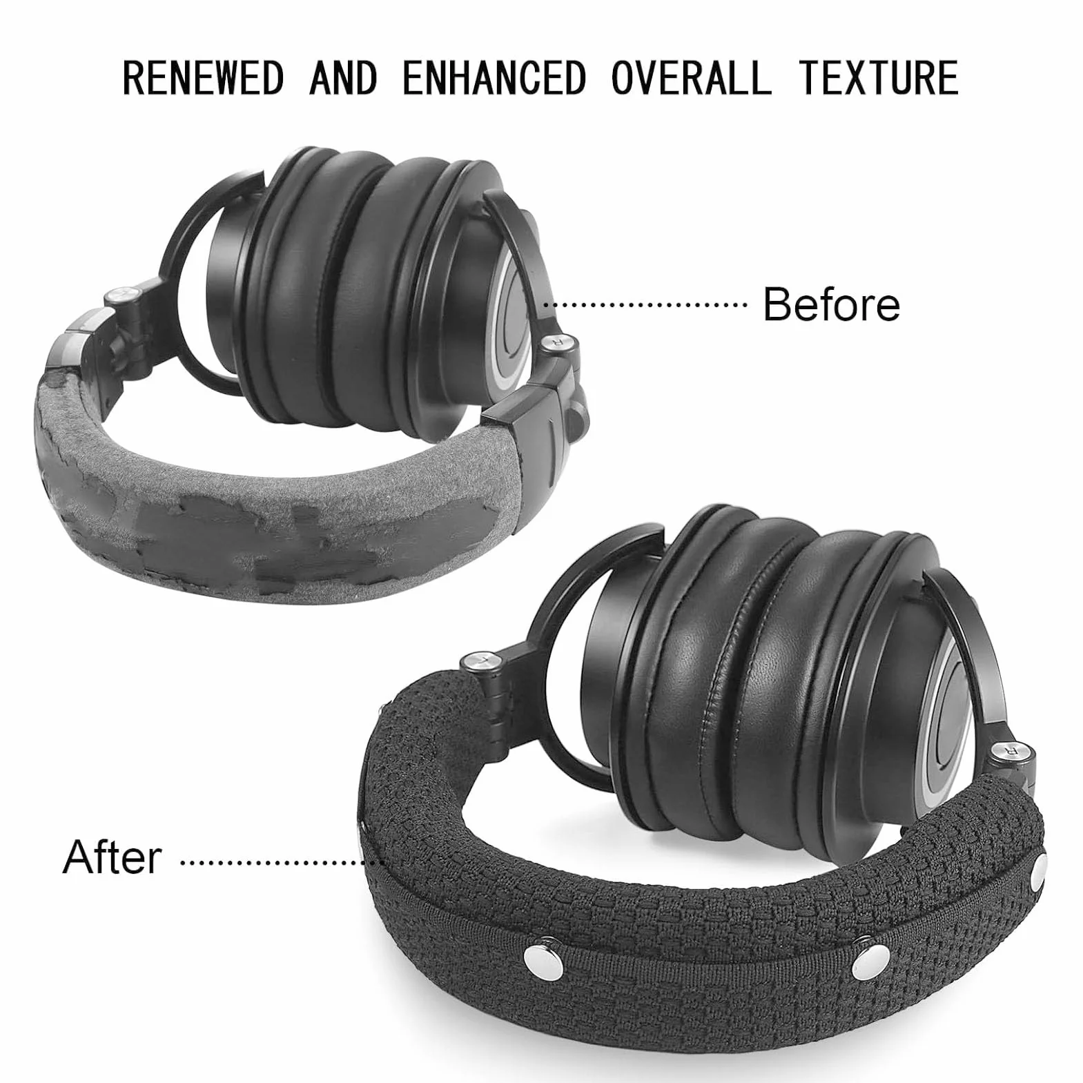 2 -pakowy Zastępujący opaskę na głowę, bawełnę z Dzianiny Premium, Pokrywa Pałąka Głowy dla Chmur dla ATH M50X dla QC35 dla WF 1000X (GREY)