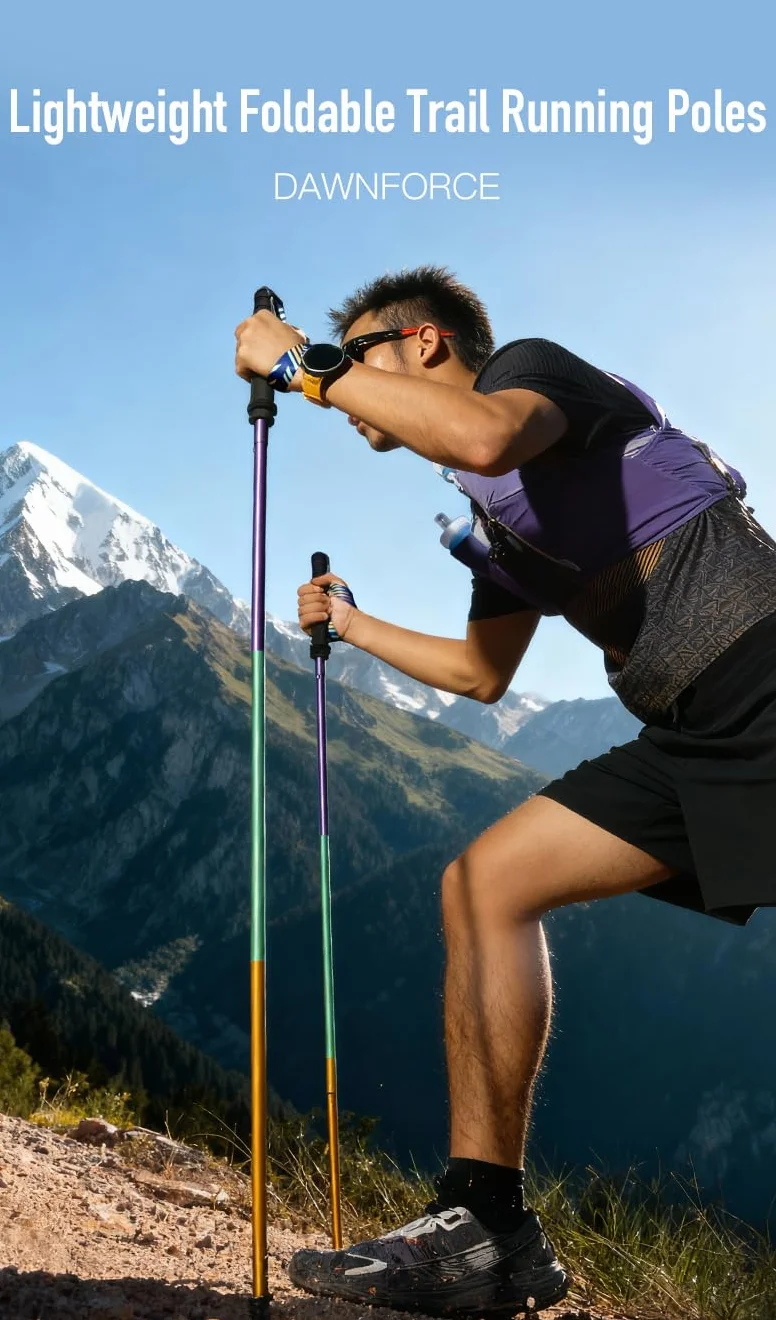 AONIJIE Kijki trekkingowe składane aluminiowe 120 cm regulowane 2 sztuki