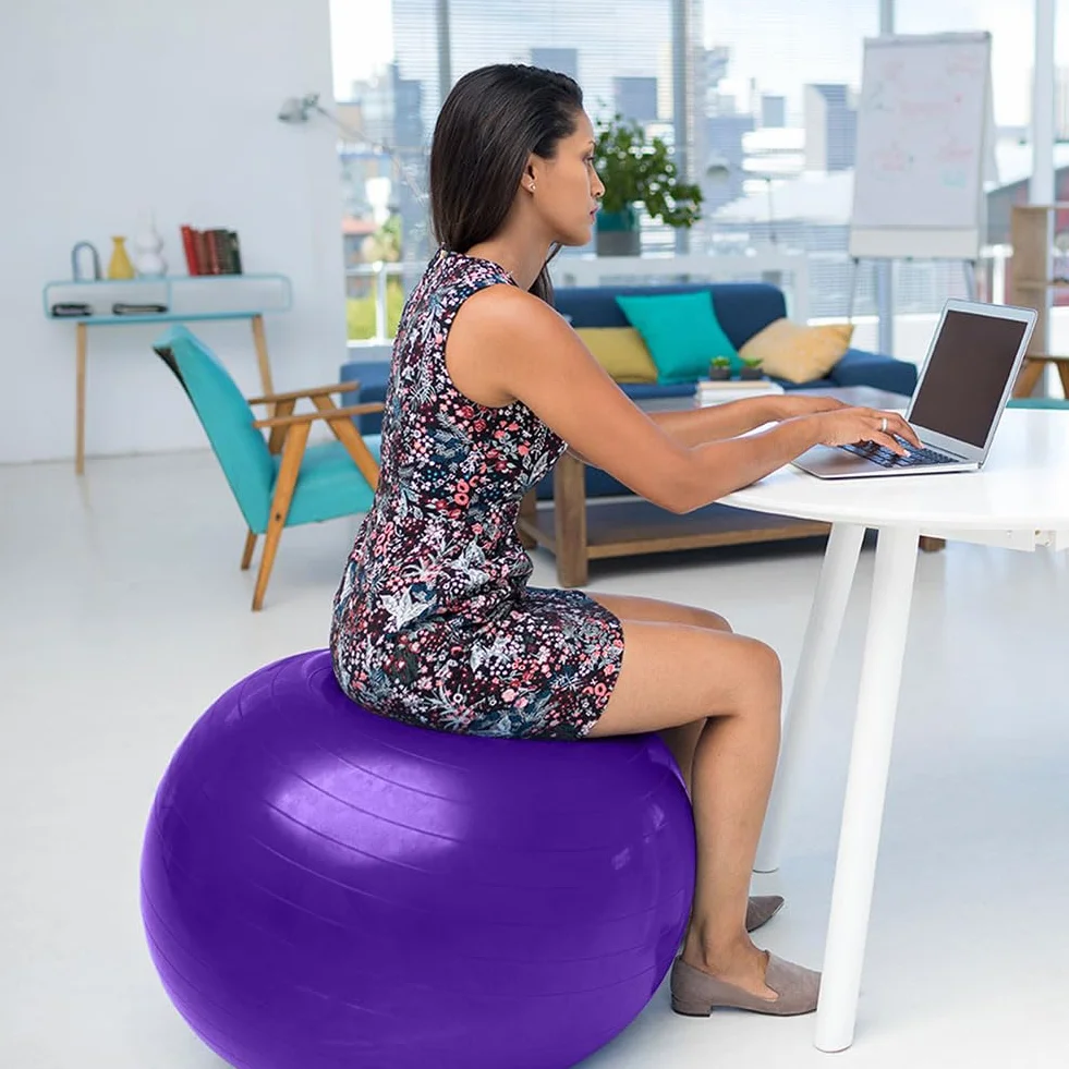 flintronic Piłka gimnastyczna, 65 cm, ultra gruba, antywybuchowa piłka do jogi z pompką nożną do pompowania, wytrzymała piłka fitness o maksymalnej nośności do sportu, fitnessu, jogi, pilatesu