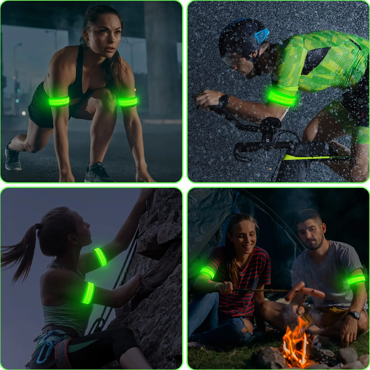 flintronic Odblaskowe paski, bransoletka LED, odblaskowa bransoletka LED, bransoletka ładowana przez USB, odblaskowa opaska, ładowalna opaska na ramię do jazdy na rowerze