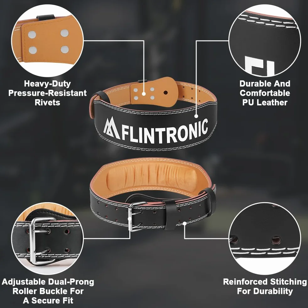 Flintronic Pas do podnoszenia ciężarów skóra PU podparcie pleców 10 otworów