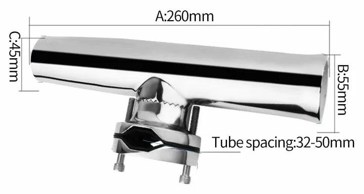 Stainless Steel 360° Clamp Fishing Rod Holder 1-1/4'' to 2'' Boat Marine Accessories
