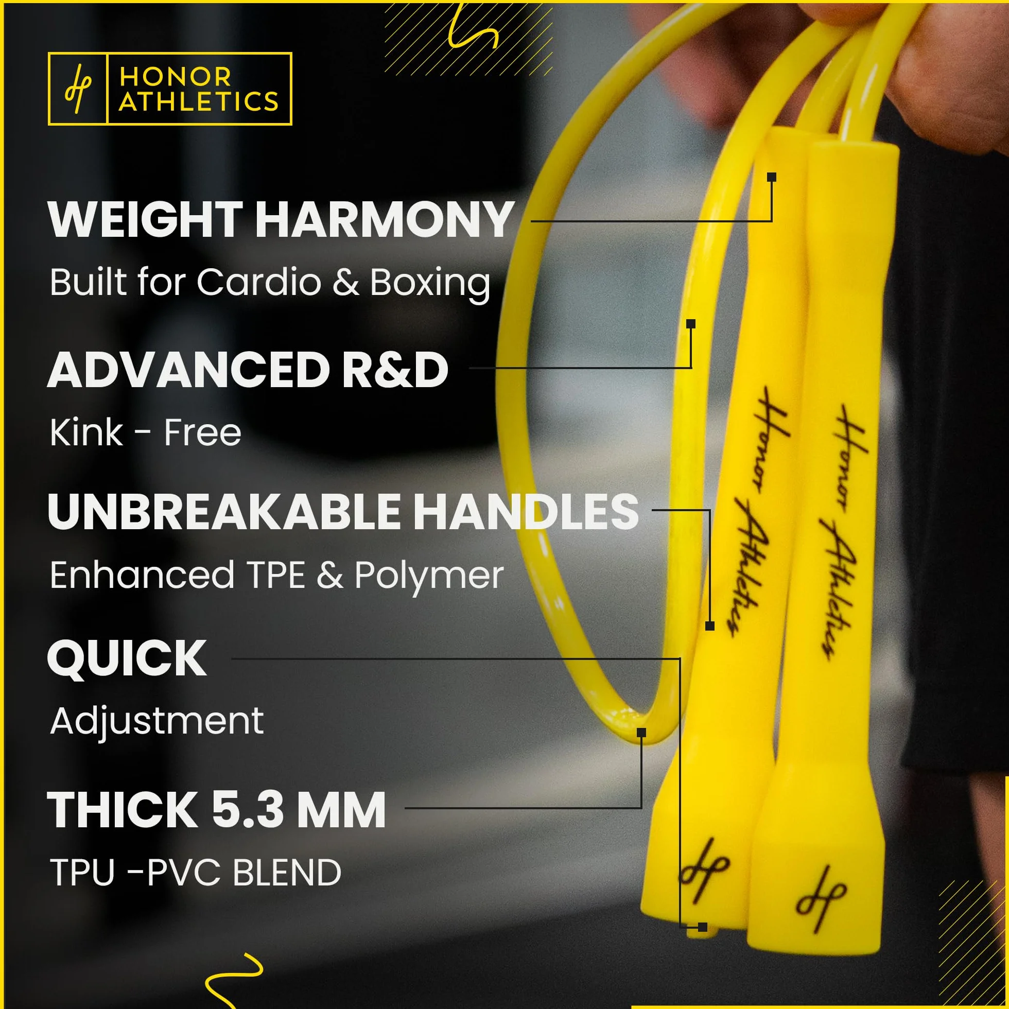 Honor Athletics Pro Boxing Rope 3.0 Skakanka 5,3 mm TPU-PVC regulowana 3,05 m antypoślizgowa