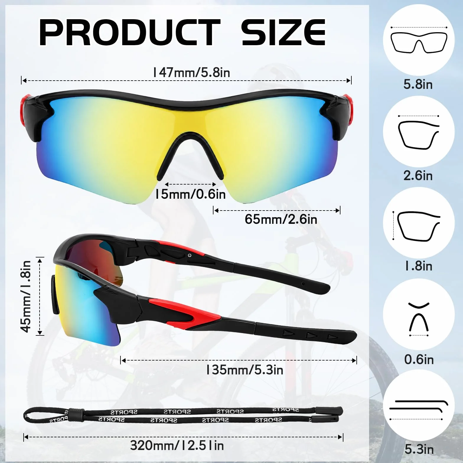 Hifot Okulary rowerowe polaryzacyjne sportowe przeciwsłoneczne UV400 lekkie do biegania jazdy na rowerze wędkowania