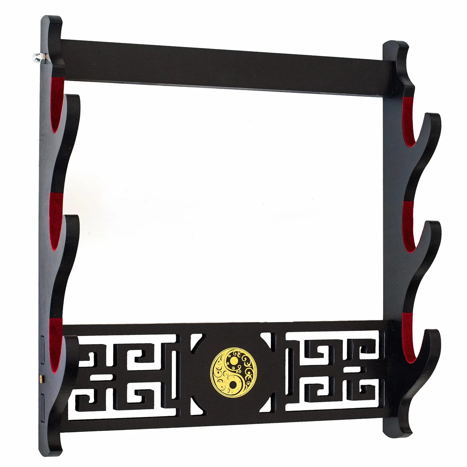 Uchwyt na miecze Katana na ścianie, uchwyt na miecz samuraja, ramka do prezentacji, czerwone aksamitne, w stylu Tai Chi, Chiński, (3-warstwowy)