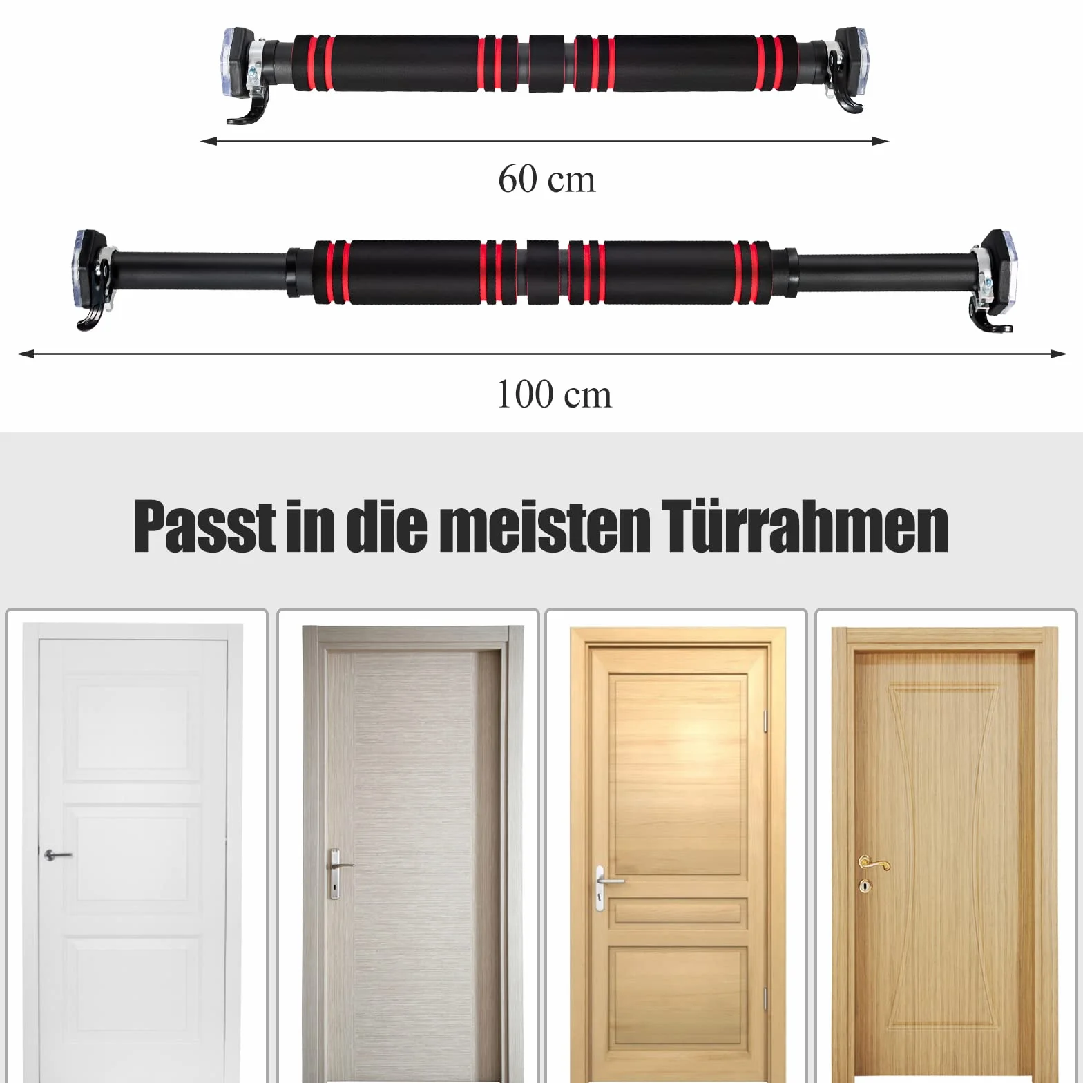 GOPLUS Drążek do podciągania futryny drzwi, 65-100 cm, regulowany, do 120 kg, treningowy, czarny
