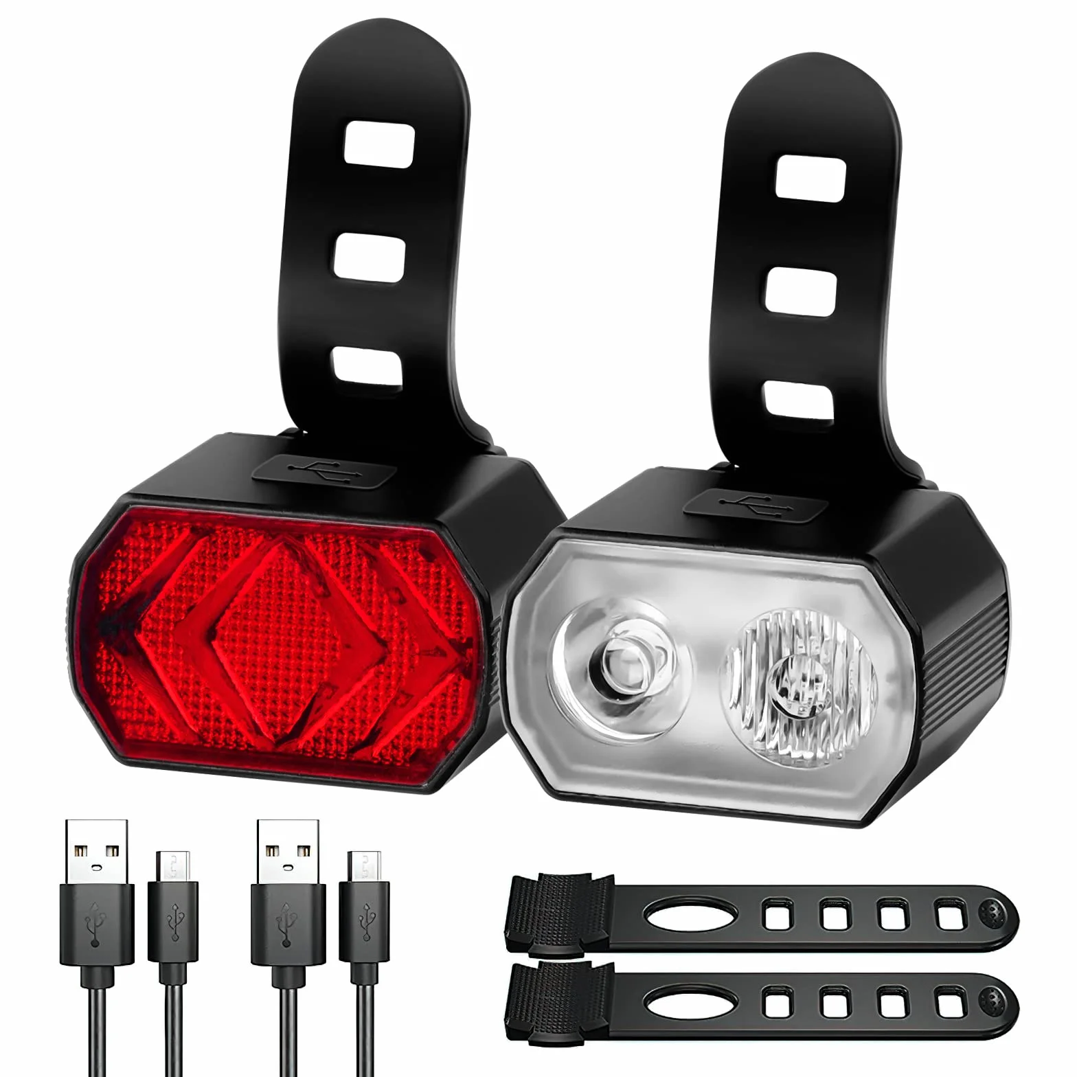 Zestaw świateł rowerowych, 2 sztuki, przednie światło rowerowe i tylne światło USB, lekkie i wodoodporne, super jasne, kocie oko, rower górski, szosowy, bezpieczne i łatwe w instalacji światło