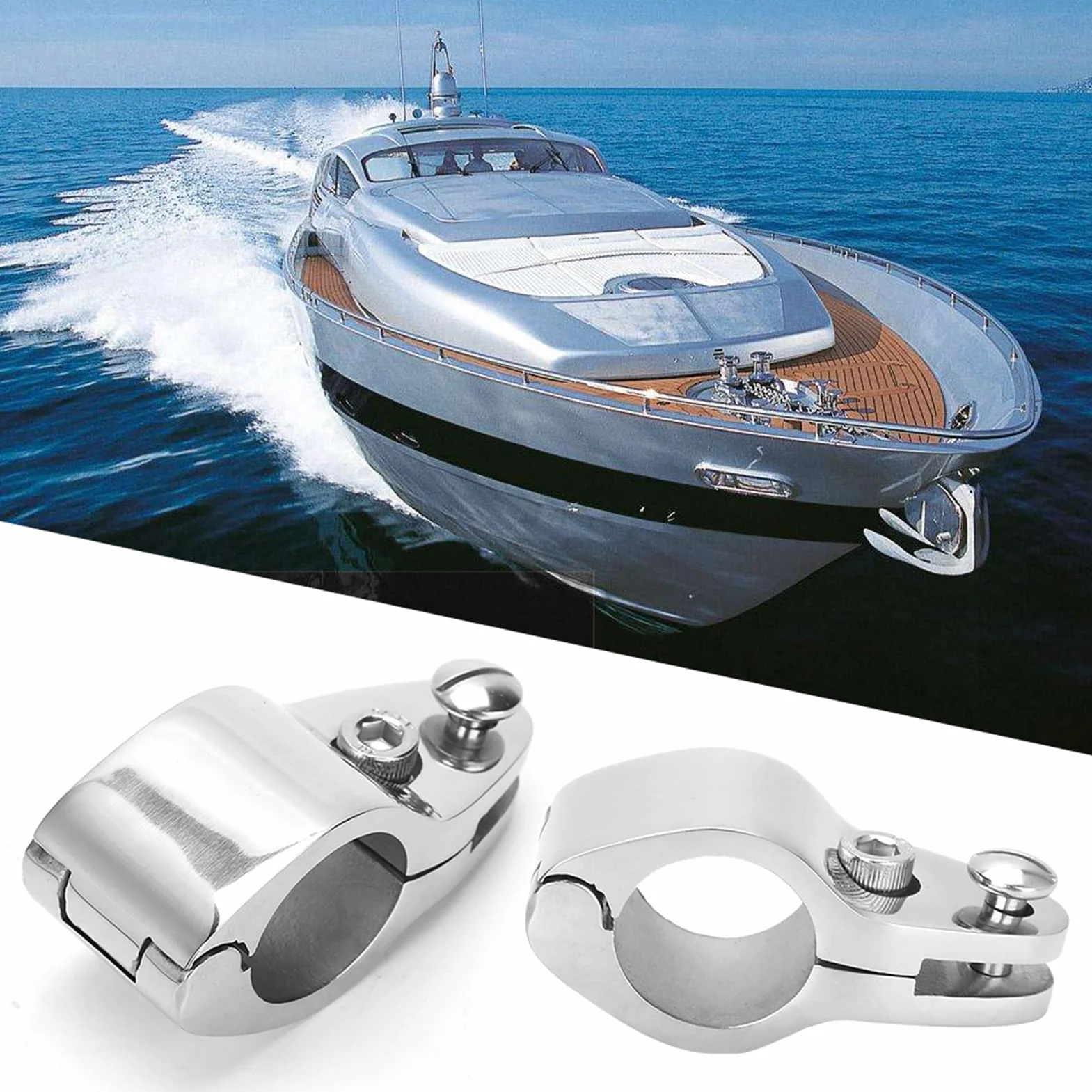 Zestaw 2 szt. Bimini Superior do łodzi, 1-calowy uchwyt na szynę szczękową z zawiasami, górna szczęka zjeżdżalnia łodzi/górna pokrywa, akcesoria do jachtów