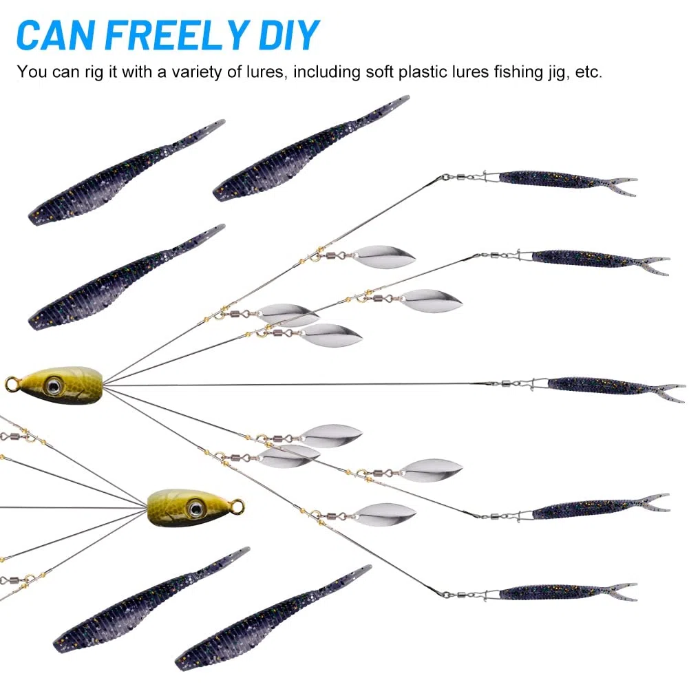 XhuangTech Przynęty Alabama Rig, 5 ramion Alabama Parasol Rig z miękkim ogonem wiosłowym do pływania przynęta basowa haczyk na szczupak / pstrąg / Crappie w słodkiej lub słonej wodzie