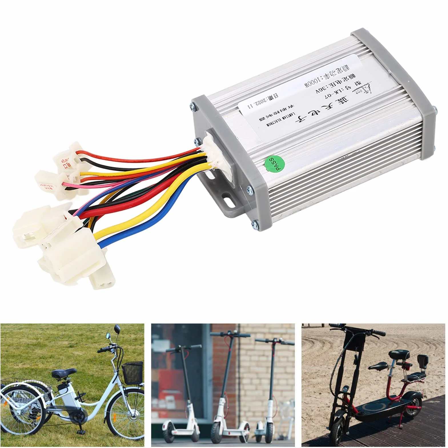 Zestaw sterownika silnika szczotkowego, zestaw sterownika silnika 36 V 1000 W z przełącznikiem kluczykowym, pedał przepustnicy, do roweru elektrycznego Mini Bike