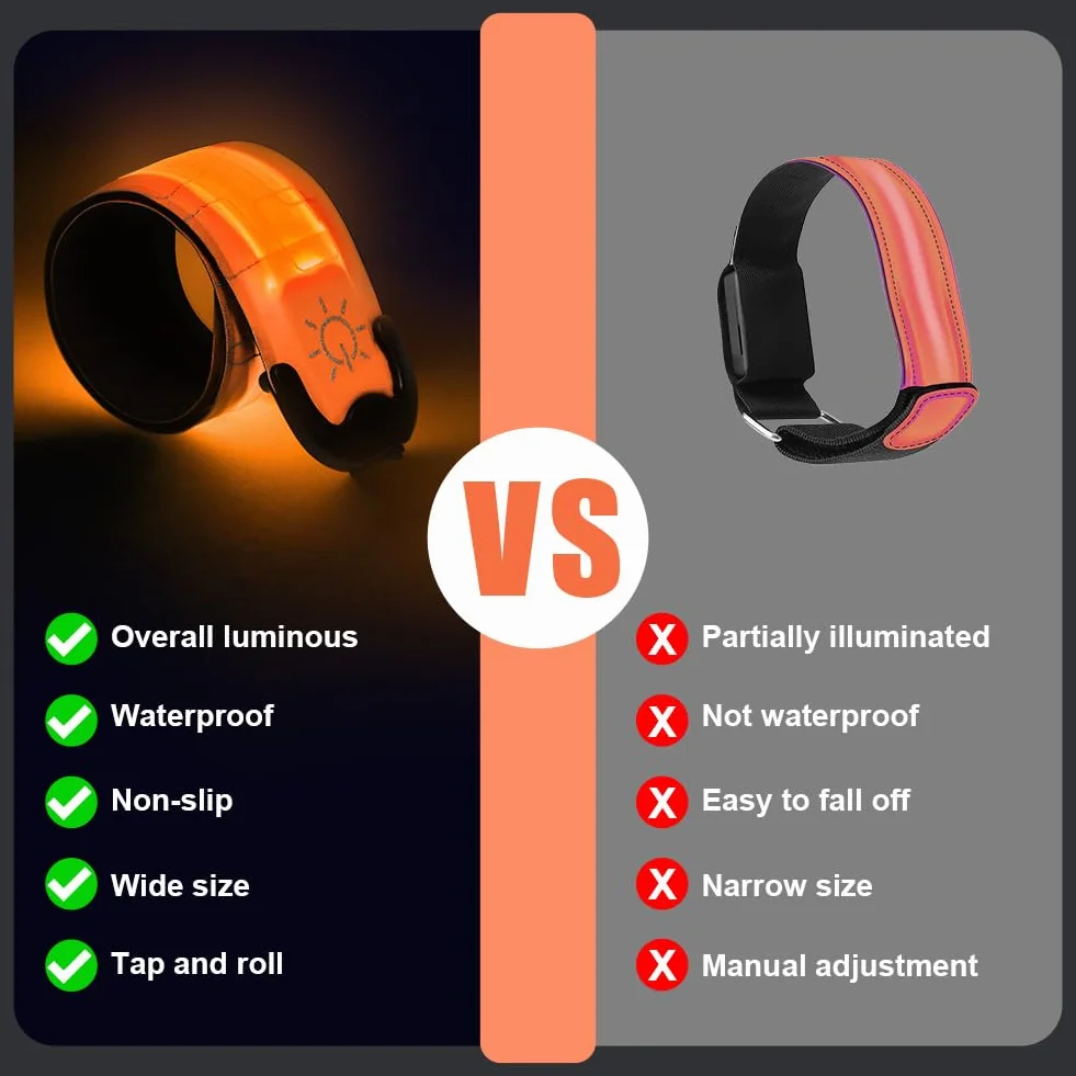 flintronic 2 opaski świetlne LED z możliwością ładowania USB, odblaskowe opaski do biegania LED, regulowane migające paski bezpieczeństwa, podświetlane paski sportowe, 2 szt