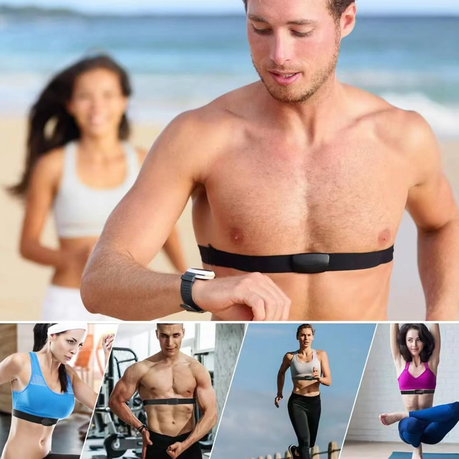 Soft Strap pas piersiowy regulowany do czujnika cardio (70-105 cm), odstęp 45 mm, pasek Bluetooth Ant+ kompatybilny z Garmin, Wahoo, Polar