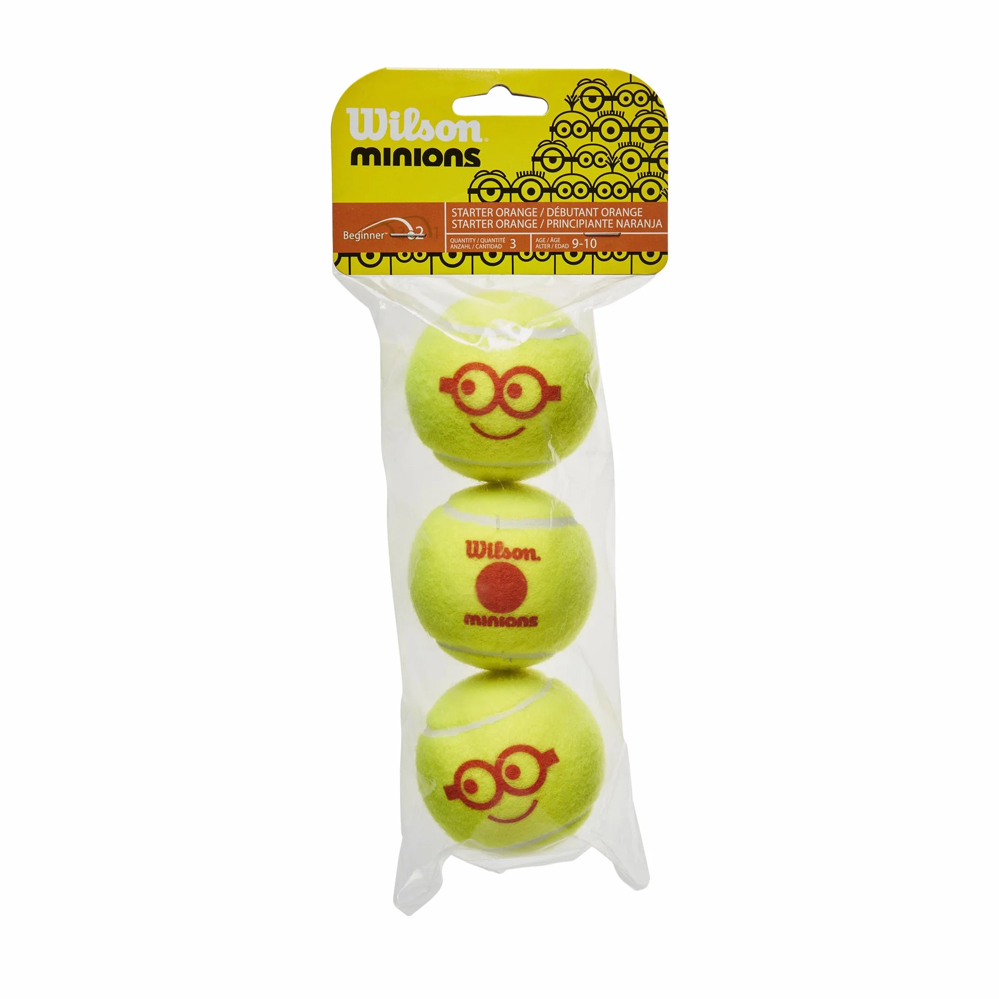 Wilson Minionki Stage 3 piłki tenisowe, 3 sztuki, żółto-czerwone, WR8202701001