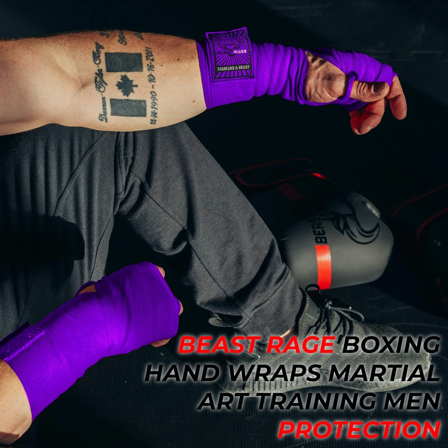 BEAST RAGE Rękawice bokserskie Mężczyźni Ochrona MMA Wsparcie Wewnętrzne Rękawice treningowe do sztuk walki Punching Combat Sports Muay Thai, pod rękawice 4,5 m Bandaże elastyczne