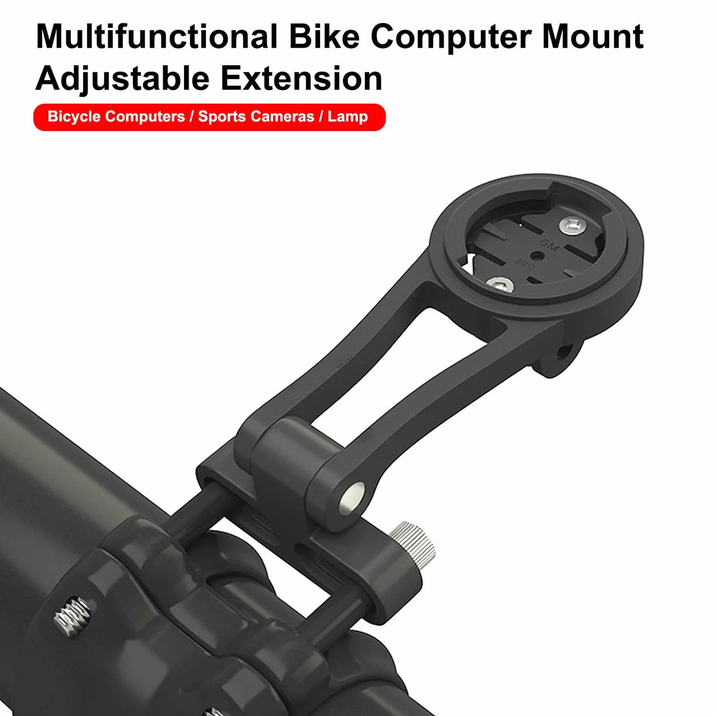 Regulowany uchwyt na komputer rowerowy do roweru szosowego (stop aluminium) Kompatybilny z Garmin Edge, Wahoo Elemnt, Bryton, Cateye, kamerą GoPro i lampą (Czarny)
