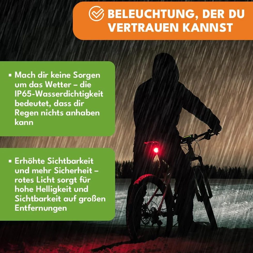 KRUMAD Lampka rowerowa tylna LED USB, wodoodporne światło rowerowe z 4 trybami, akumulatorowa lampka tylna na rower MTB, gravel, szosowy i e-bike, akcesoria rowerowe