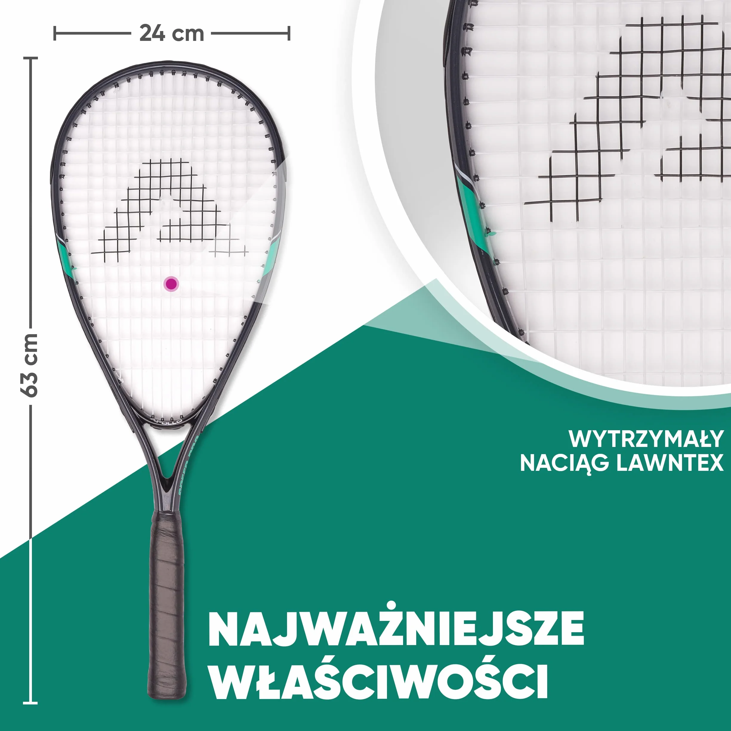 Apollo Rakieta do Badmintona | Zestaw Sportowy w Różnych Kolorach | Rakieta do Squasha i Innych Gier Rakietowych | Komplet z Pokrowcem | Dla Dzieci i Dorosłych