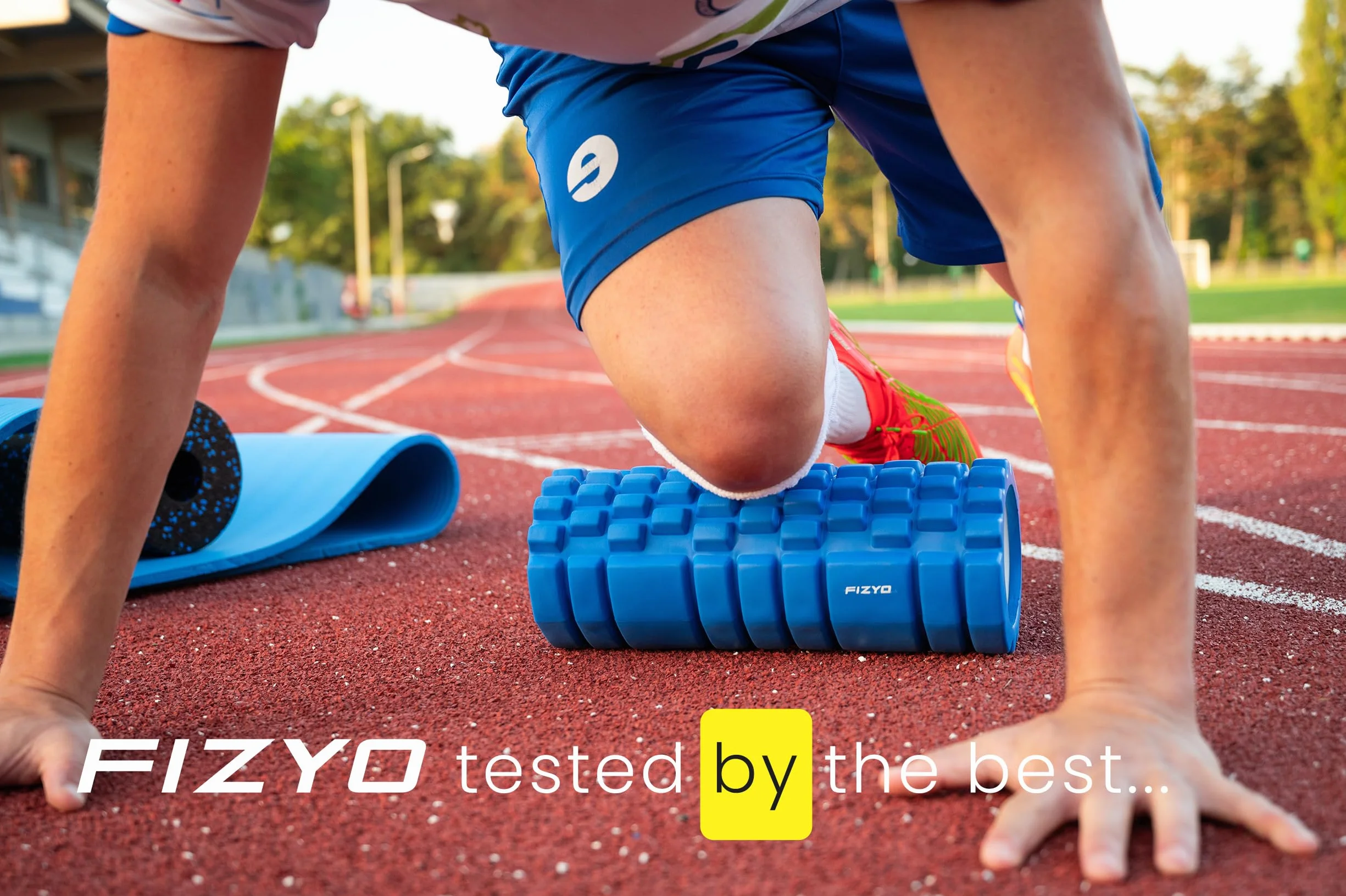 FIZYO Roller do Masażu z Wypustkami EVA 33x14 cm – Wałek do Rolowania Mięśni, Pleców i Nóg, Masaż Powięziowy, Regeneracja, Fitness, Rehabilitacja (Niebieski)