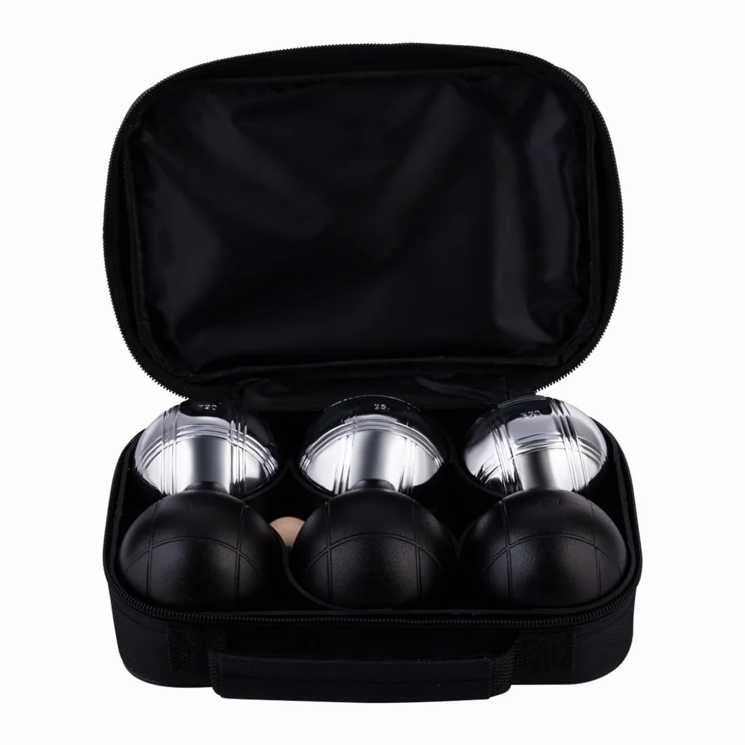 Engelhart - 010207 - Gra w bule 2 x 3 czarne i szare - 74 mm - tripleta - gra pétanque - 6 bules pétanque, torba nylonowa, taśma miernicza, cochonnet - dla 2 graczy - od 6 lat
