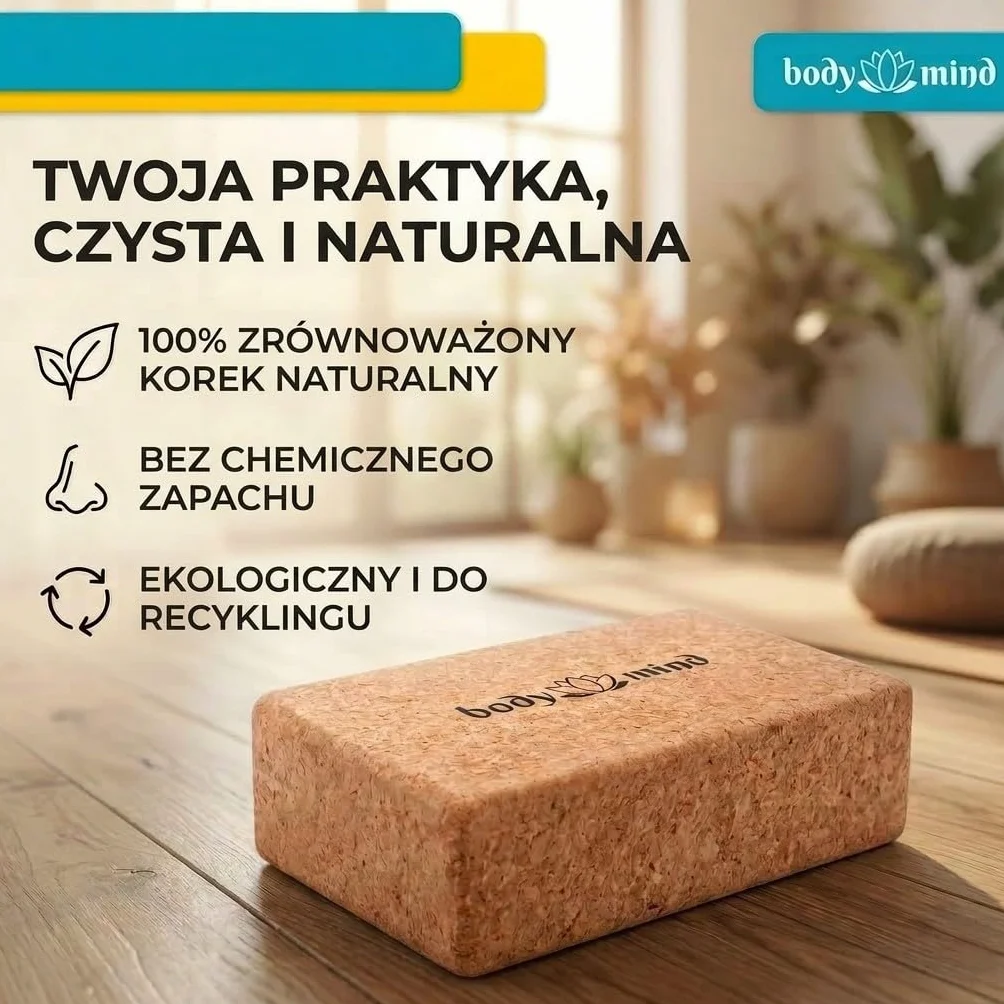 Klocek do jogi wykonany z korka 100% naturalny do jogi, pilatesu, medytacji & fitness - klocek do jogi dla początkujących i profesjonalistów