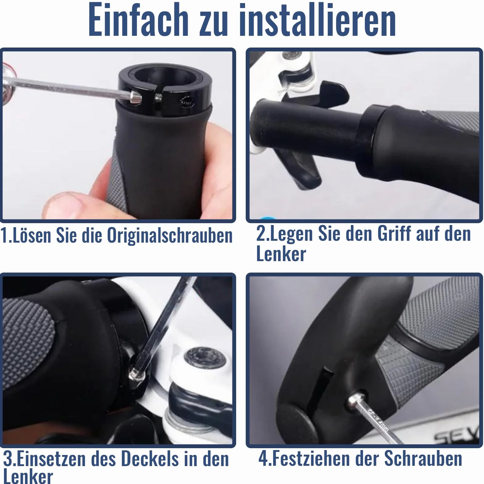 rietegio Uchwyty na kierownicę i dzwonek rowerowy, dwie strony Lock-On Design Ergonomiczna antypoślizgowa kierownica do rowerów górskich 22 mm rowerów górskich, e-skuterów, rowerów wyścigowych i