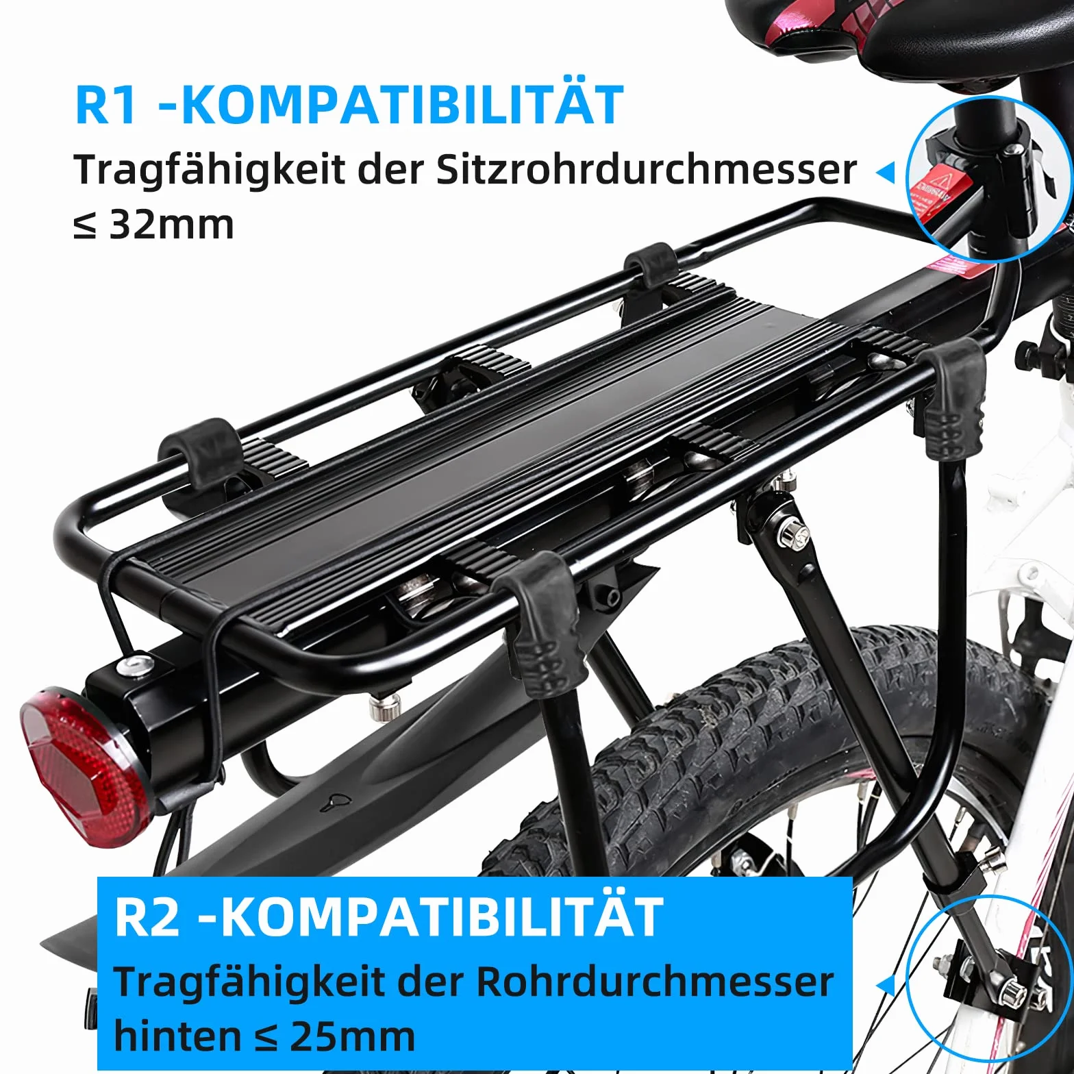 SPGOOD Zestaw bagażników rowerowych [24-29 cali] – regulowany uniwersalny bagażnik rowerowy ze stopu aluminium z reflektorem, szybkie zapięcie i montaż