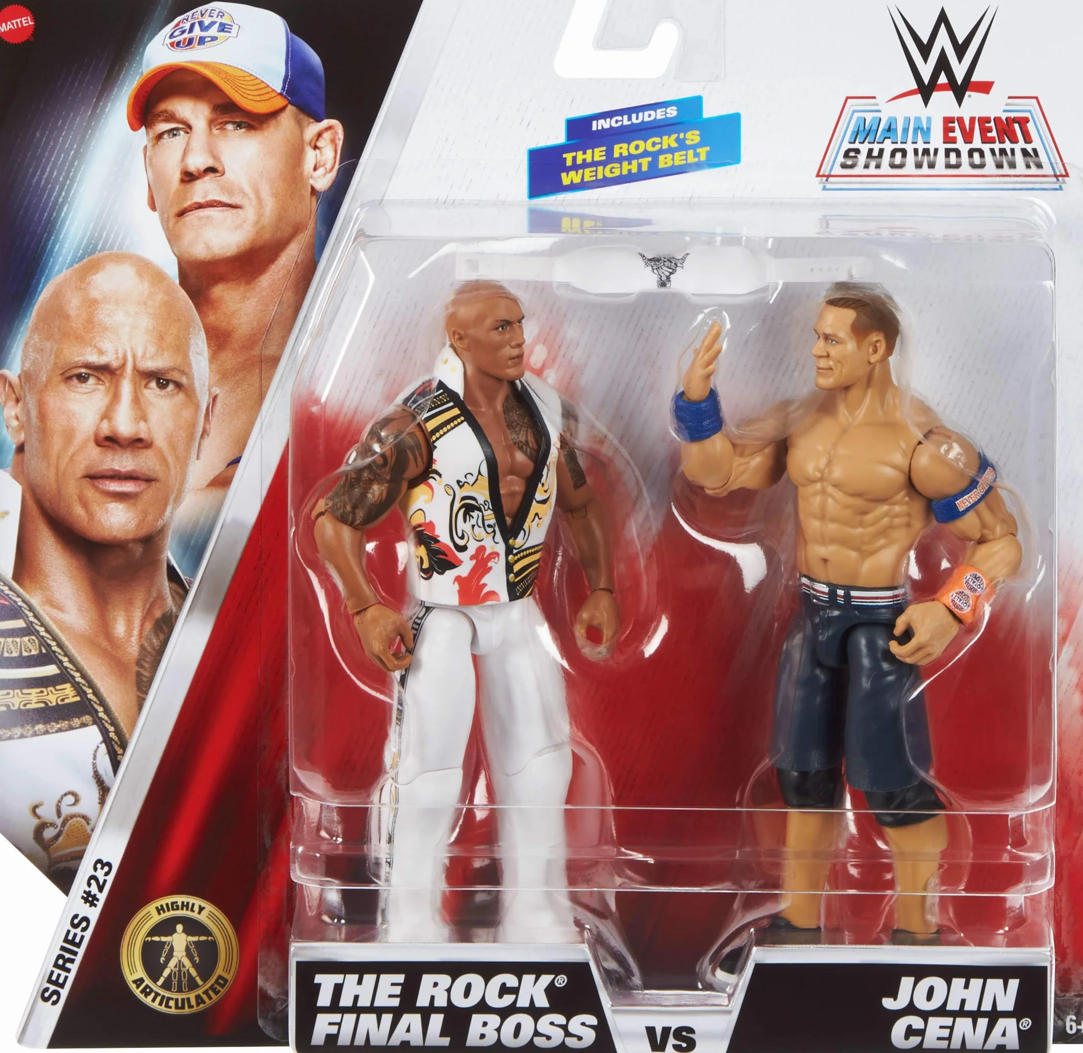 Mattel WWE Championship Showdown 2-częściowy zestaw figurek akcji Rock & John Cena 15 cm