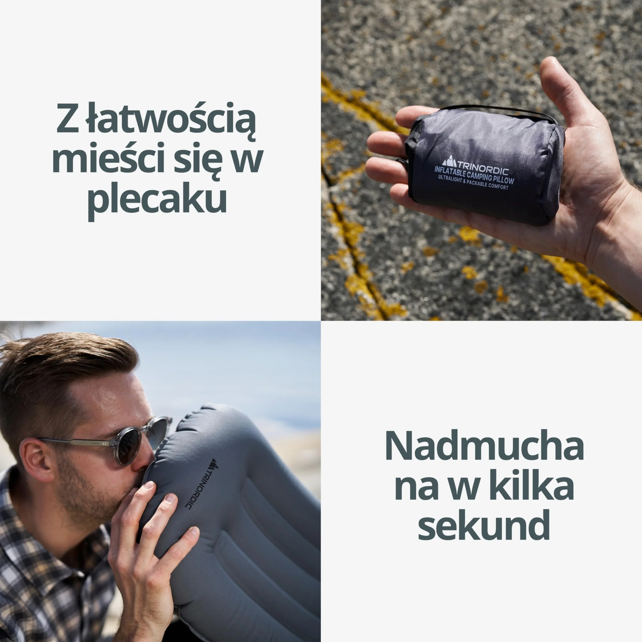 Trinordic Ultralekka Nadmuchiwana Poduszka Campingowa – 90g, Miękka, z Regulowanym Zaworem